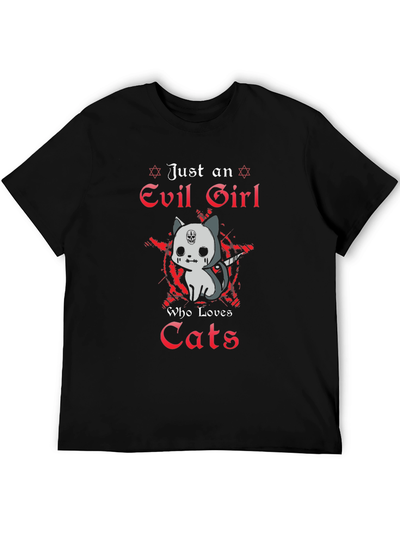Evil Girl Cat Lover Graphic T-Shirt