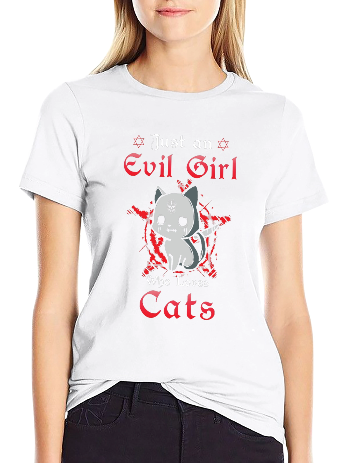 Evil Girl Cat Lover Graphic T-Shirt