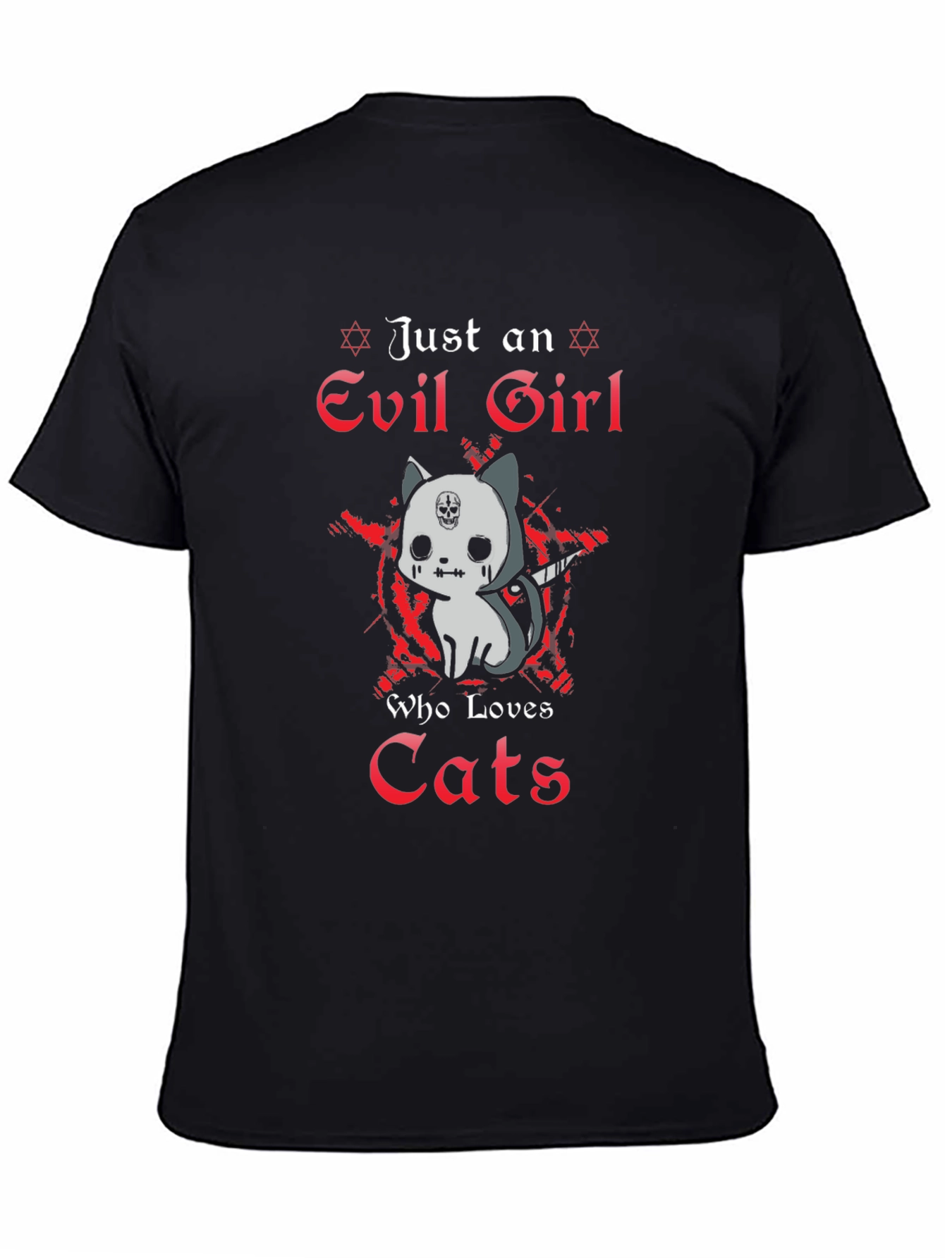 Evil Girl Cat Lover Graphic T-Shirt