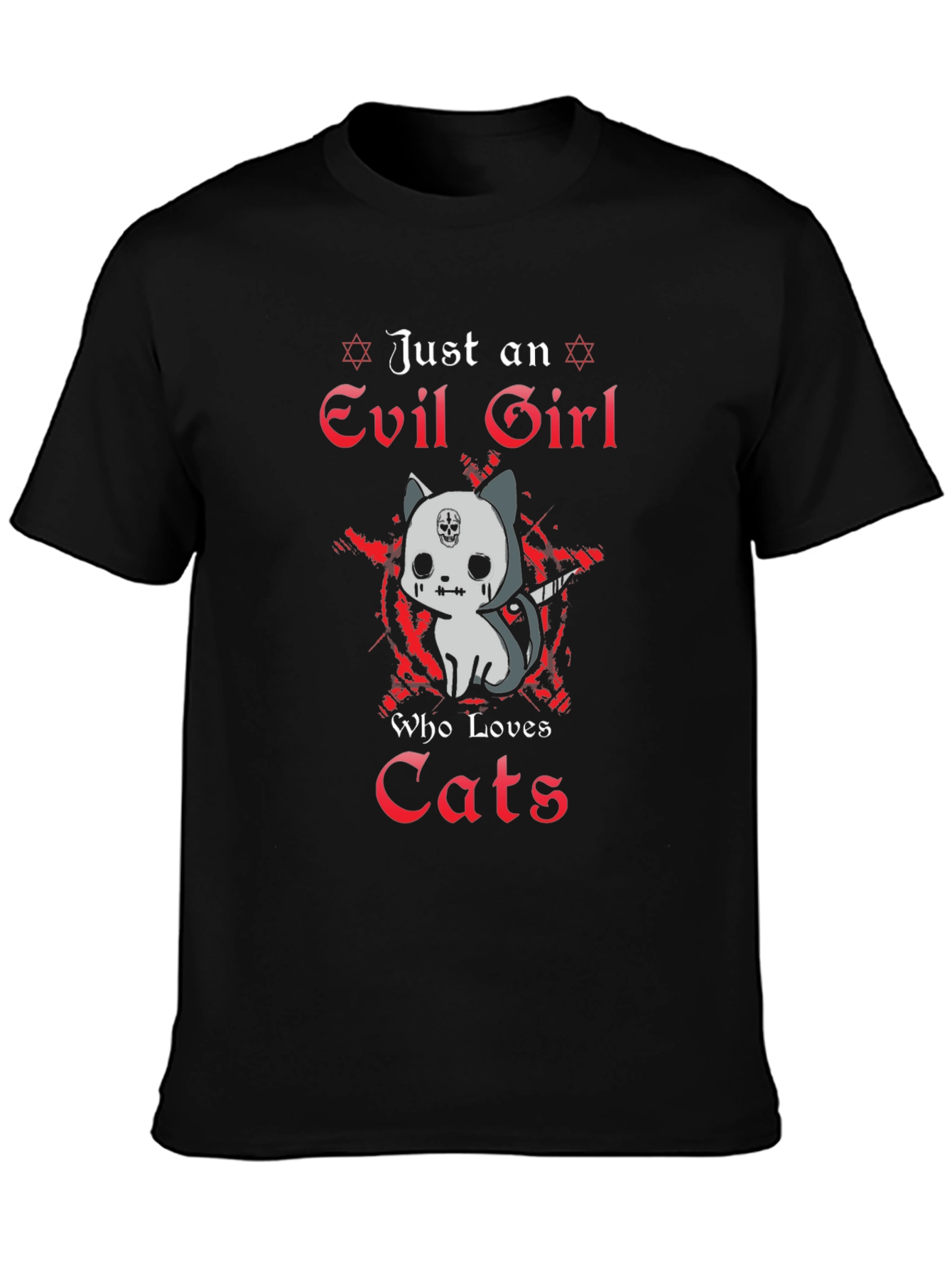 Evil Girl Cat Lover Graphic T-Shirt