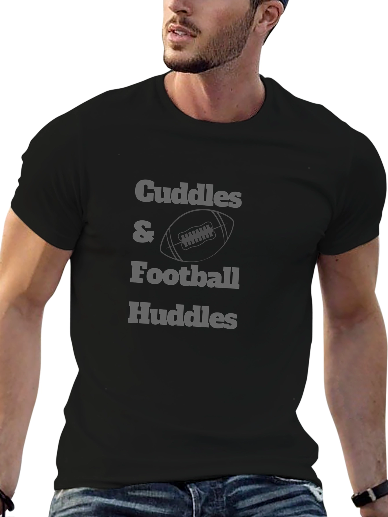 Cuddles & Football Huddles Black T-Shirt