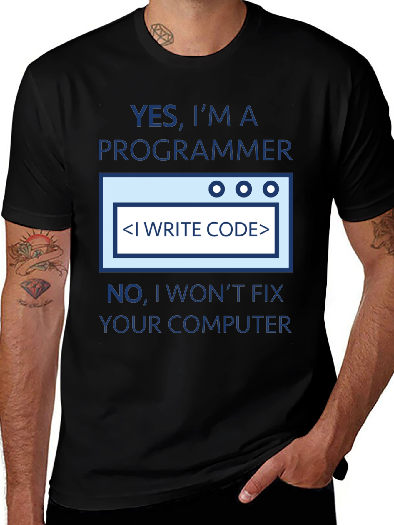 Programmer T-Shirt - I Write Code Dont Fix Computers!