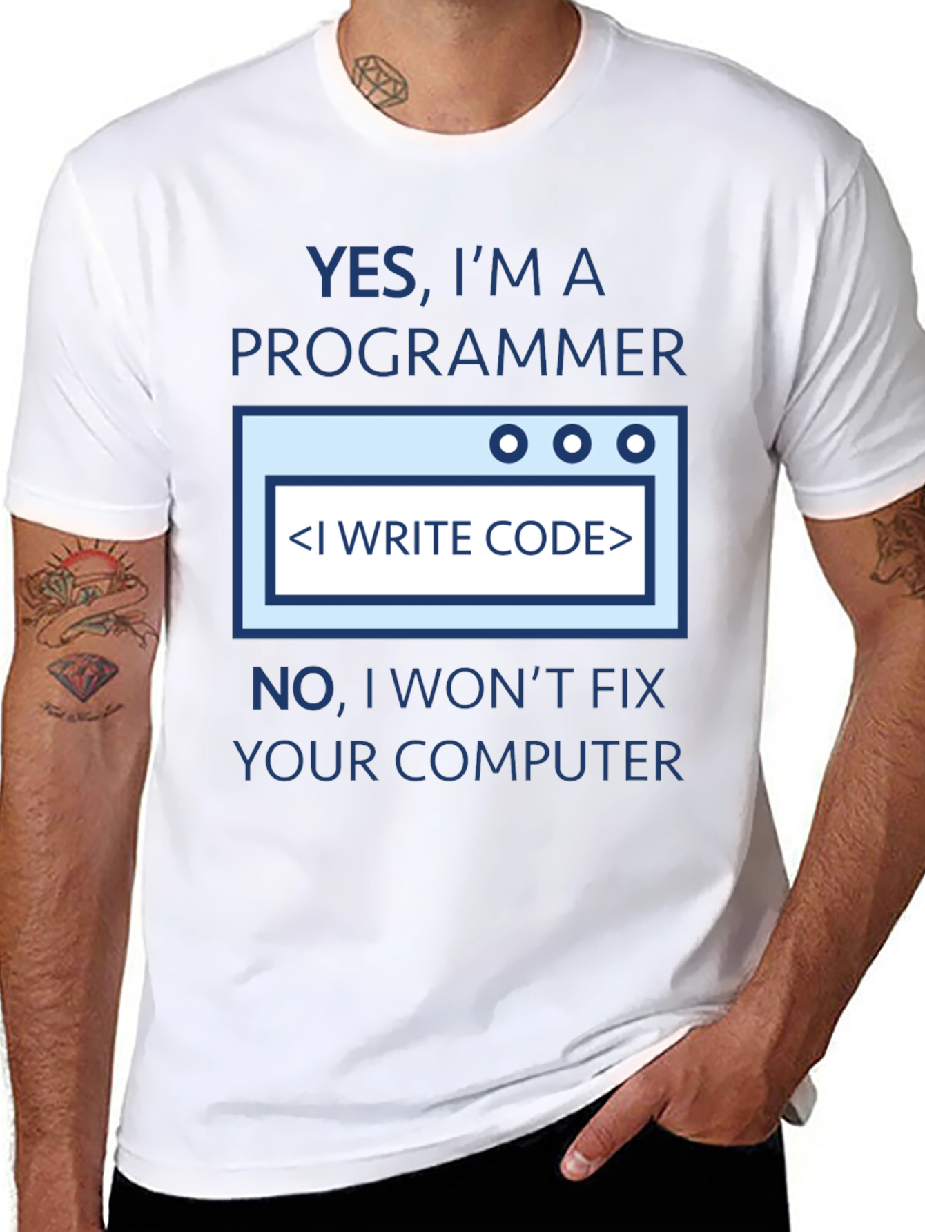 Programmer T-Shirt - I Write Code Dont Fix Computers!