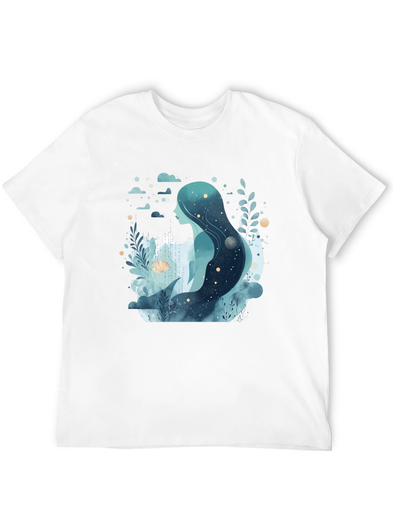 Celestial Mermaid Graphic Tee - Black