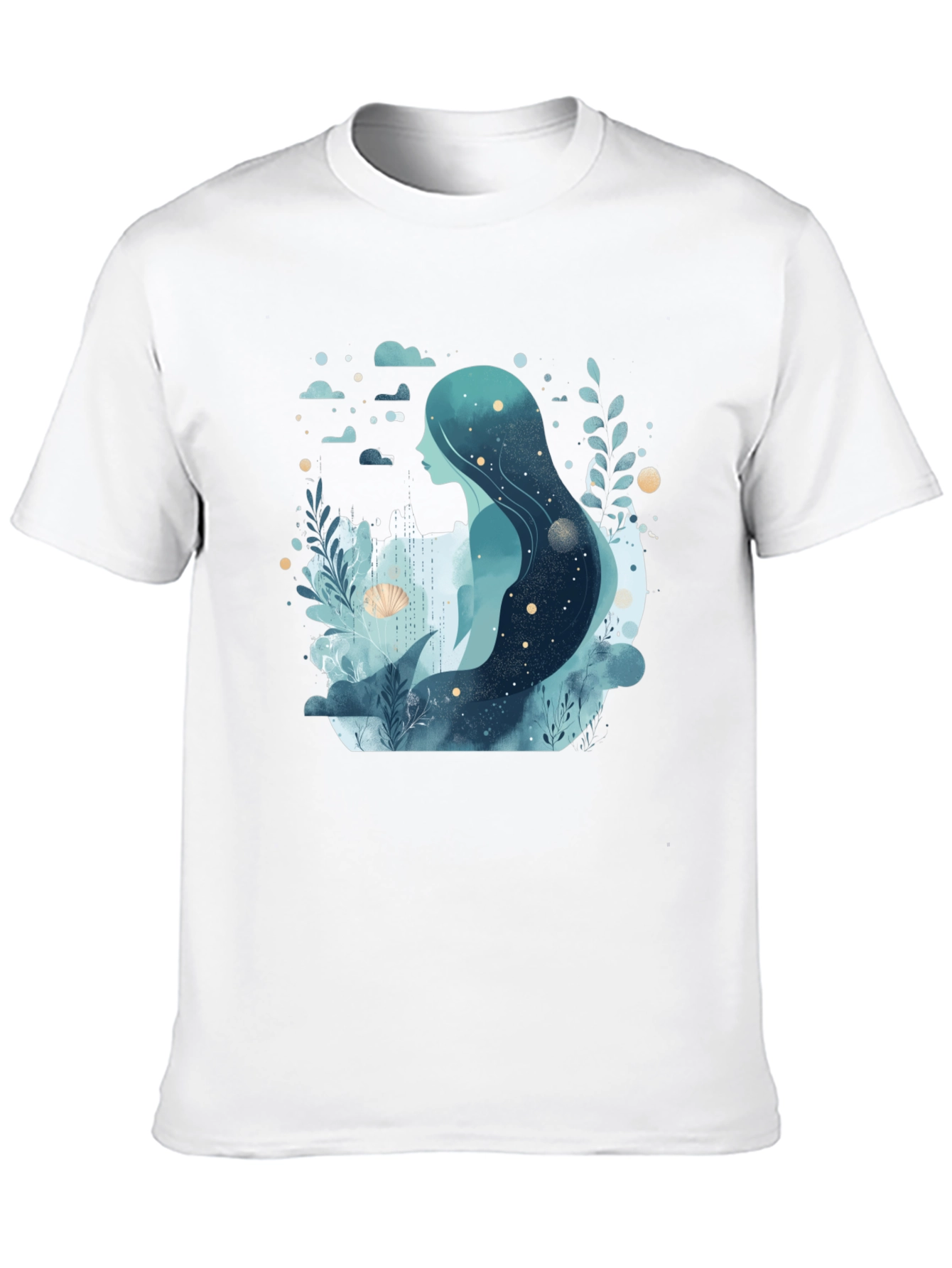 Celestial Mermaid Graphic Tee - Black
