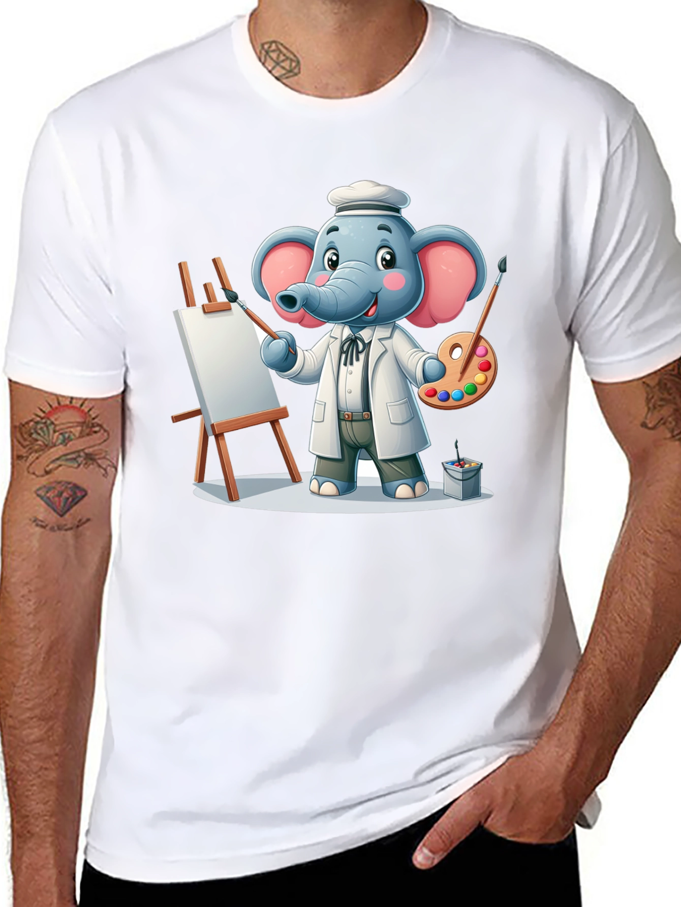 Elephant Artist T-Shirt - Whimsical Graphic Tee