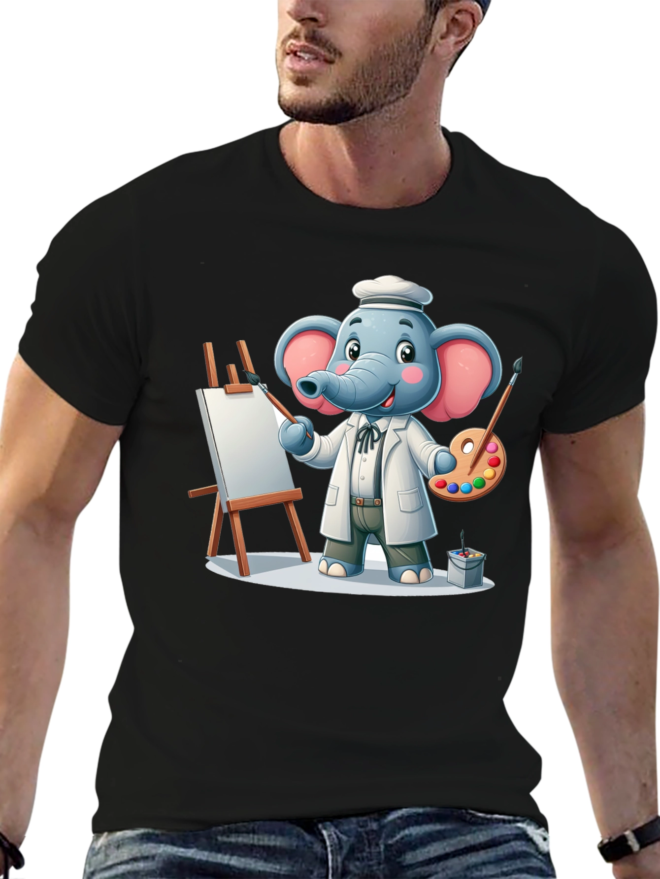 Elephant Artist T-Shirt - Whimsical Graphic Tee
