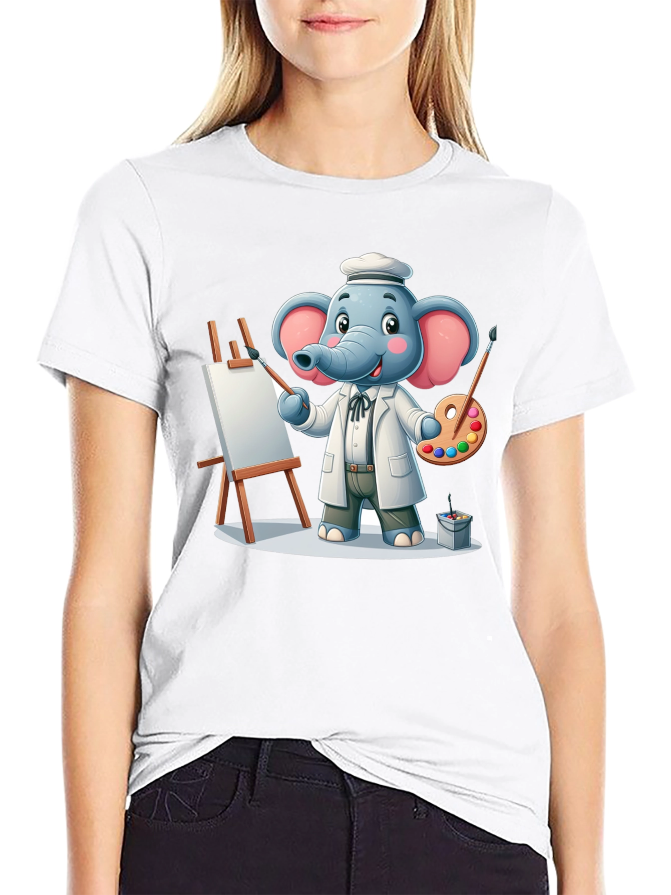 Elephant Artist T-Shirt - Whimsical Graphic Tee