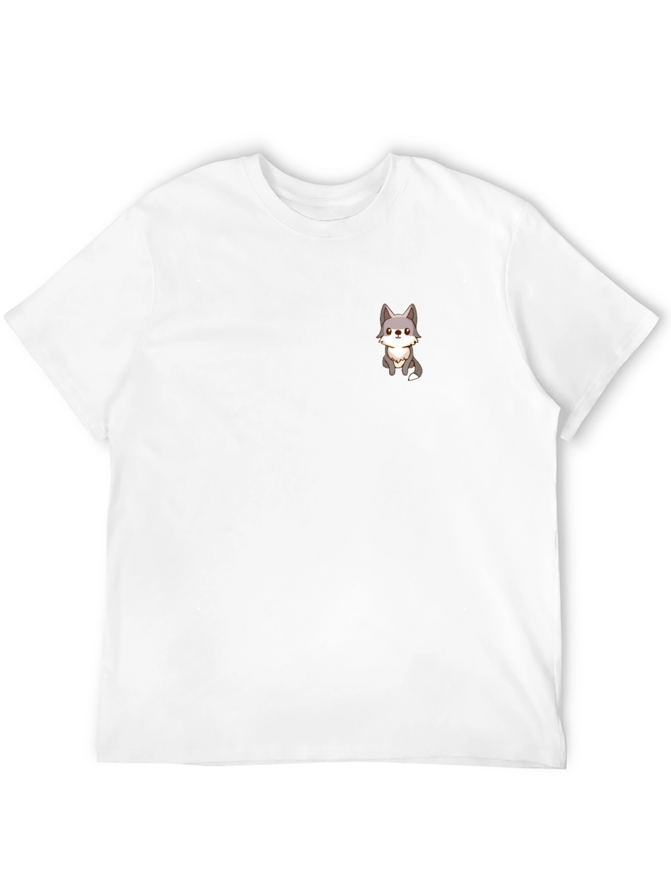 Cute Cartoon Wolf Graphic T-Shirt - Black