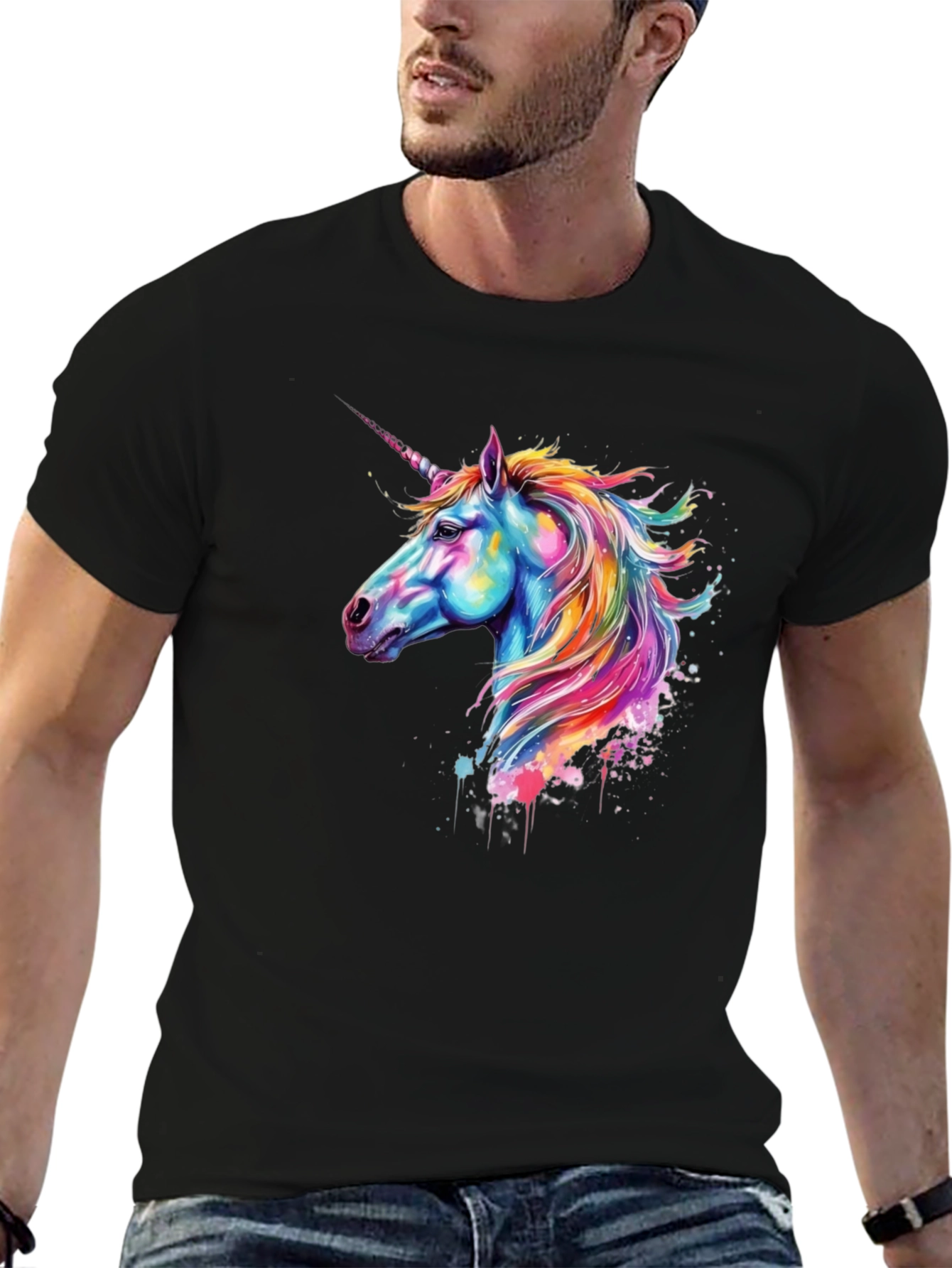 Unicorn Graphic Black T-Shirt