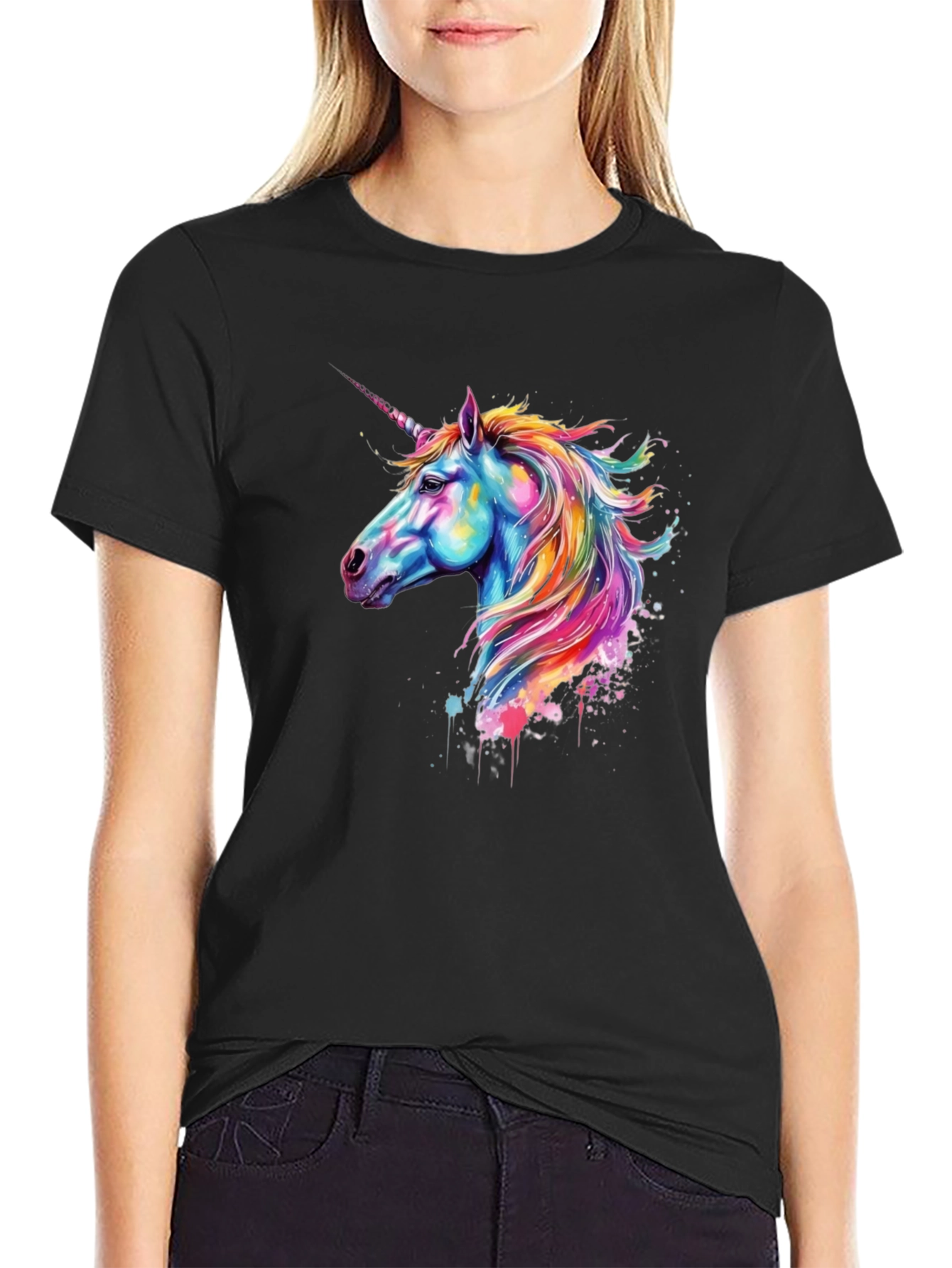 Unicorn Graphic Black T-Shirt