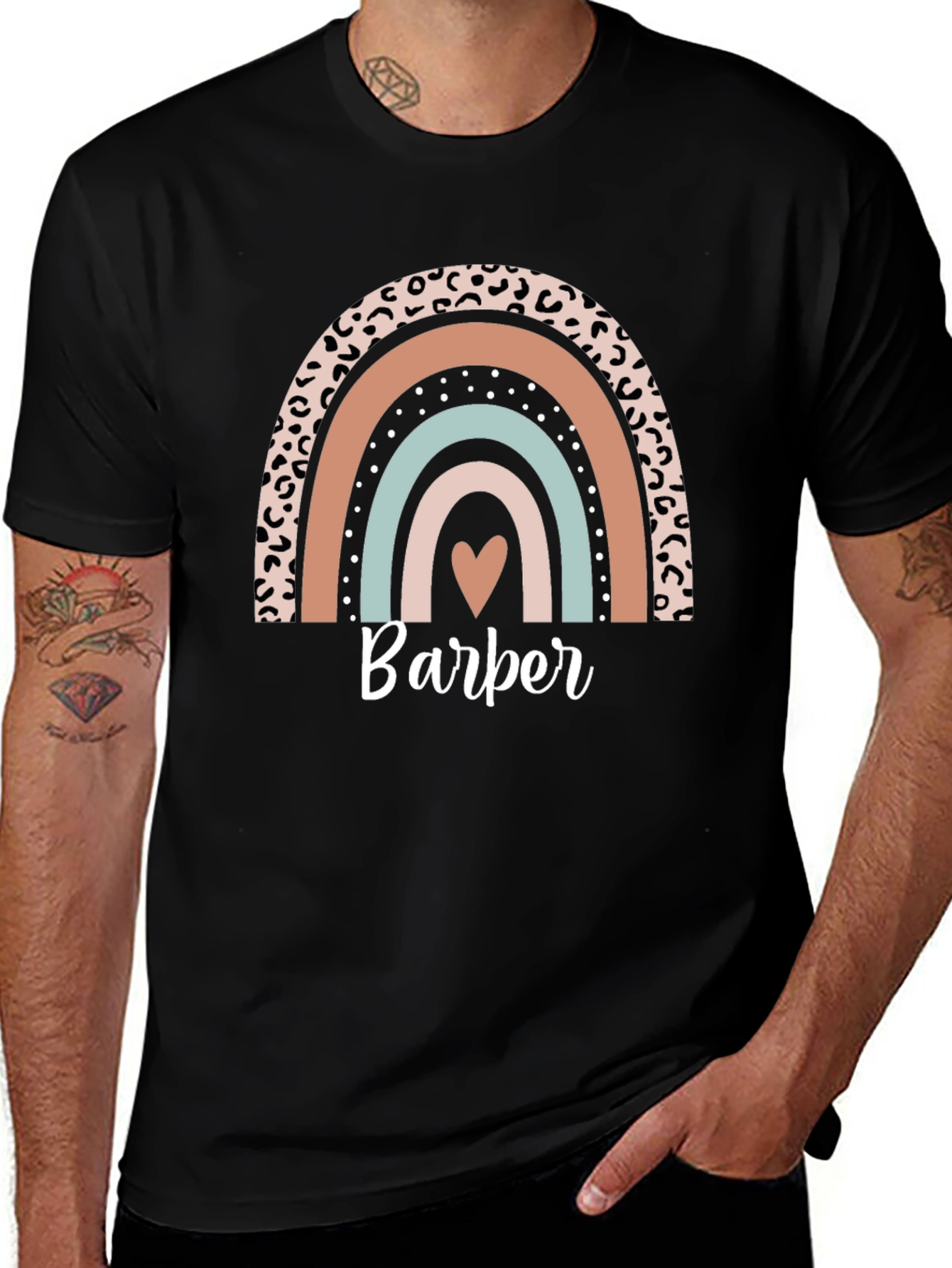 Stylish Barber Rainbow Graphic T-Shirt