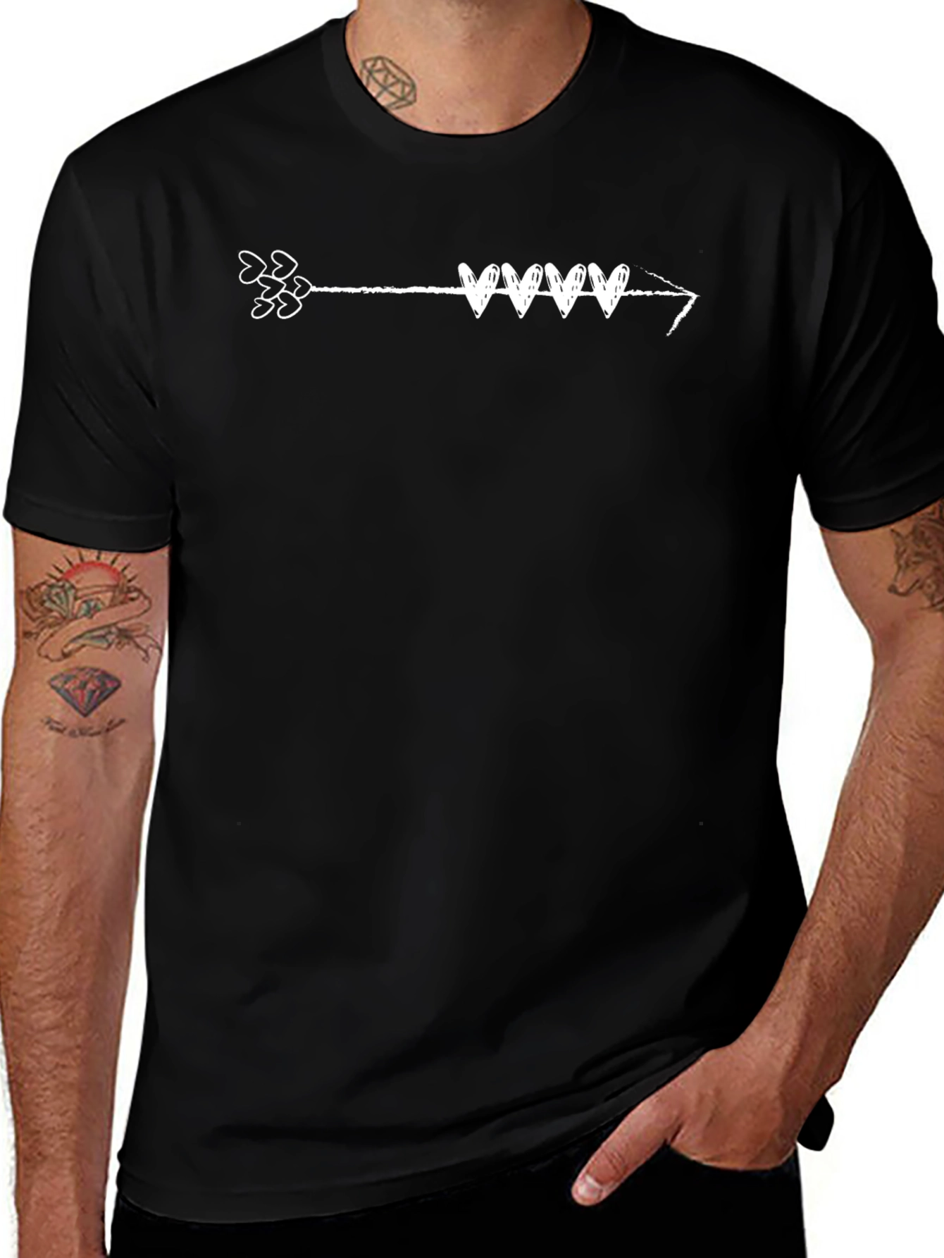 Arrow Heart T-Shirt - Black Casual Tee