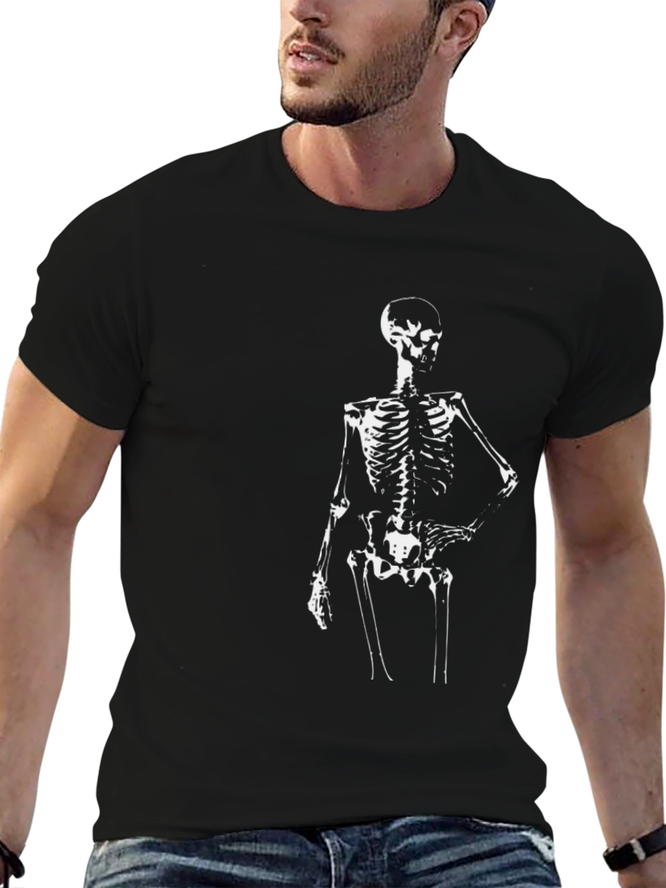 Skeleton Graphic Print T-Shirt - Black