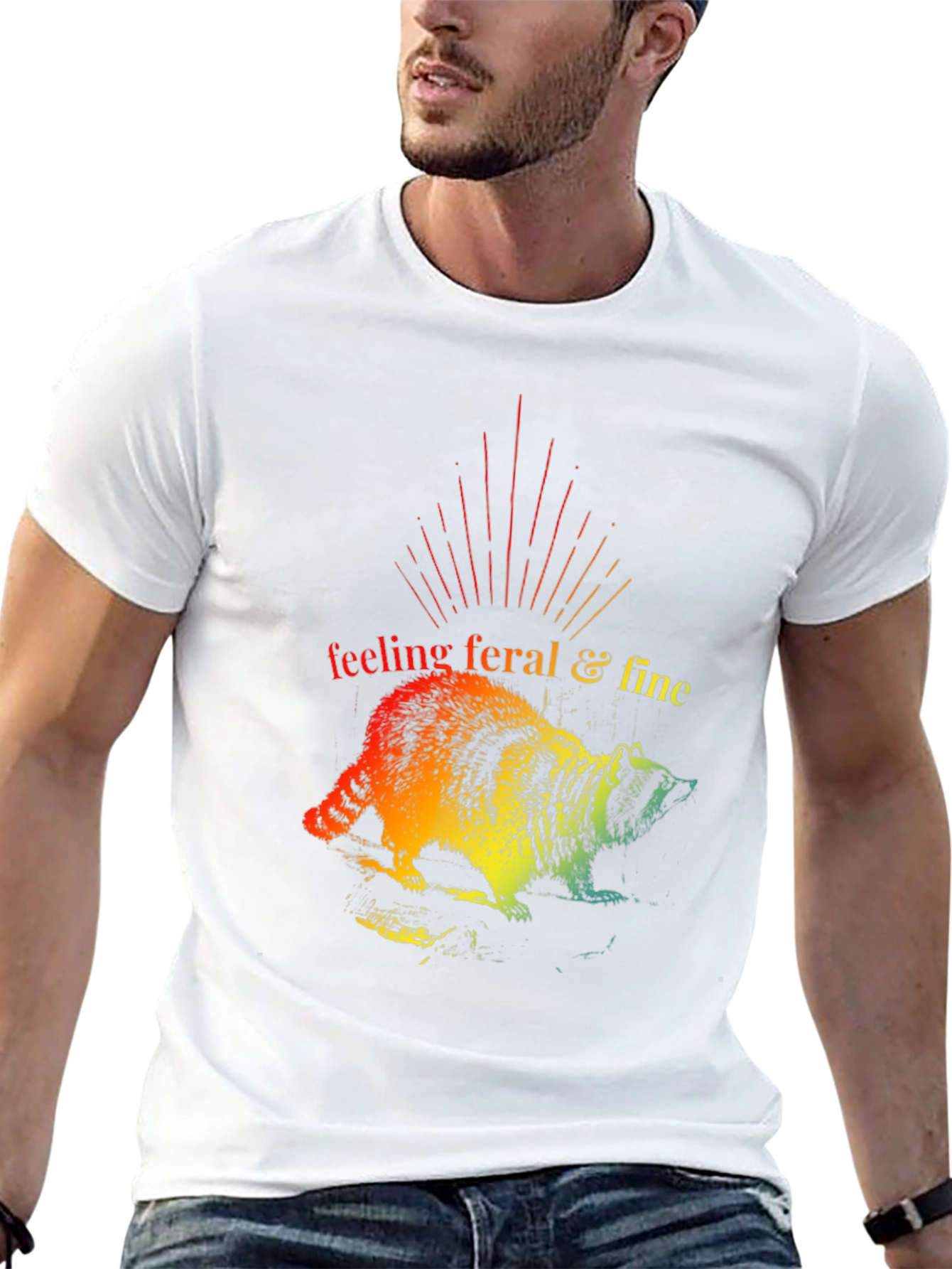 Feeling Feral & Fine Rainbow Raccoon T-Shirt