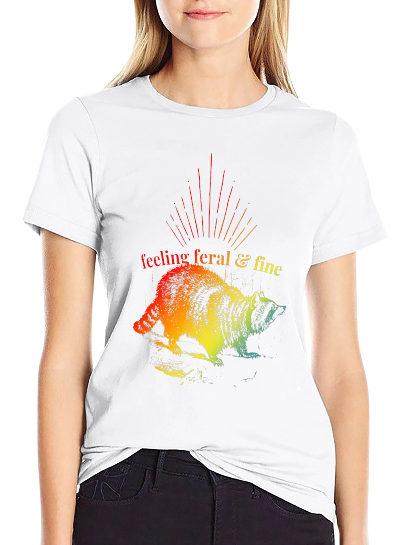 Feeling Feral & Fine Rainbow Raccoon T-Shirt