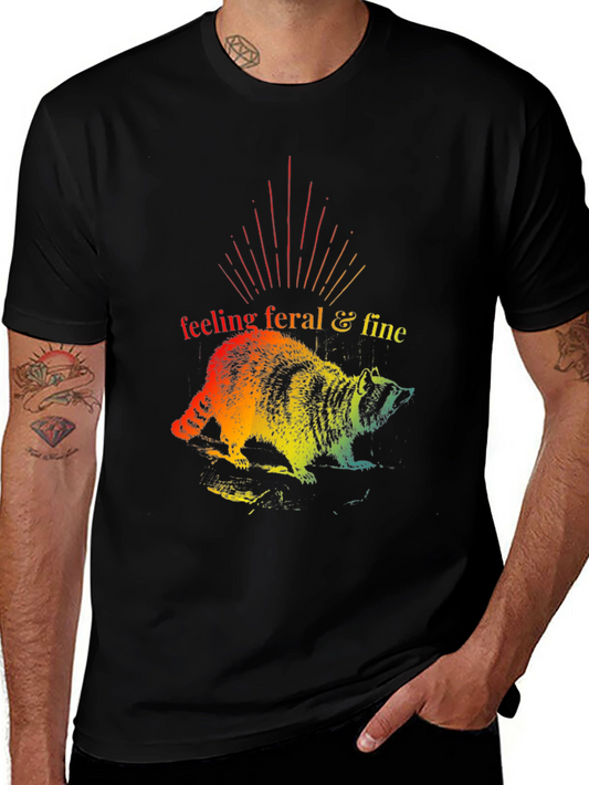 Feeling Feral & Fine Rainbow Raccoon T-Shirt