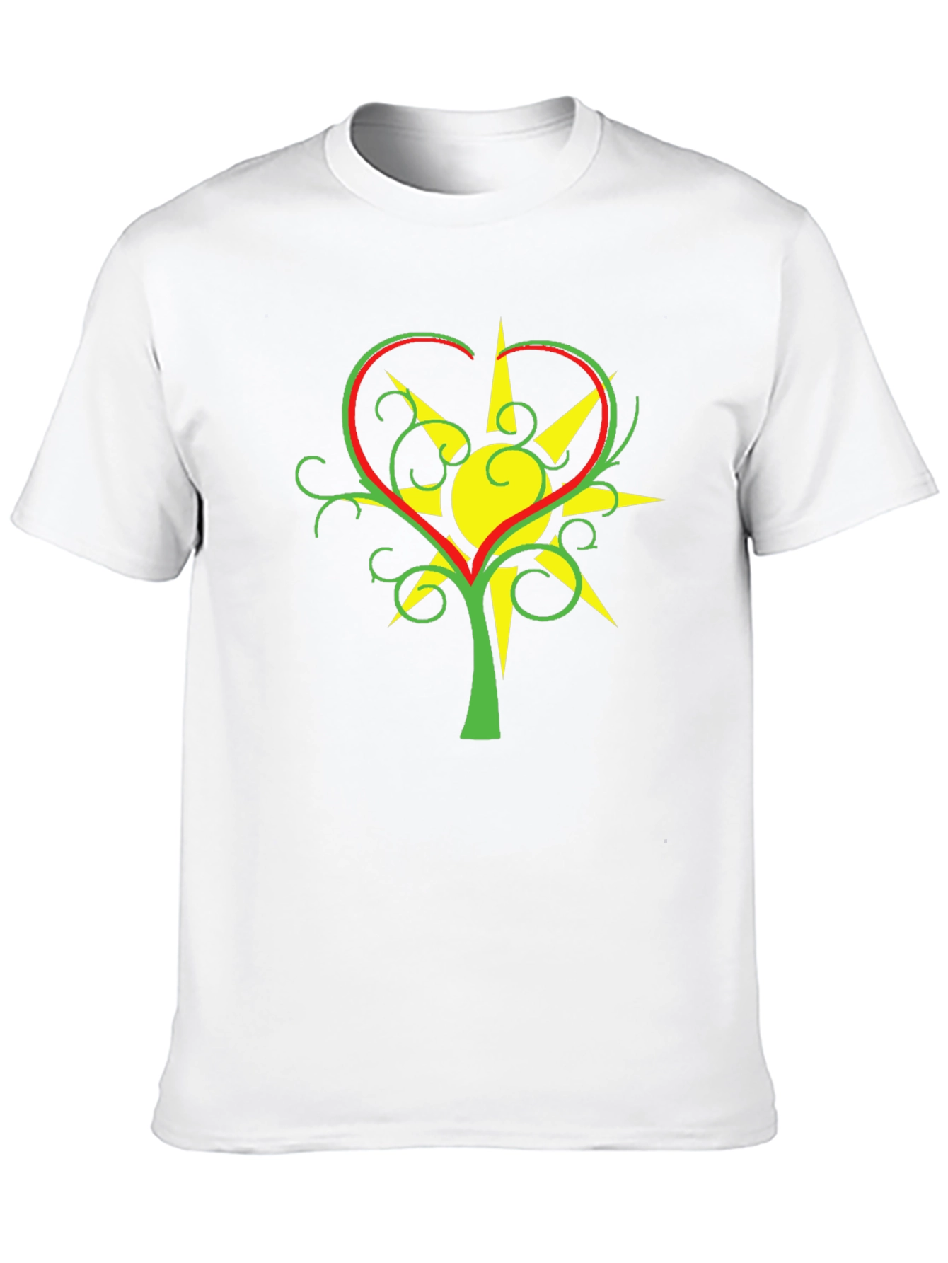 Heart & Sun Tree Black T-Shirt Unique Design