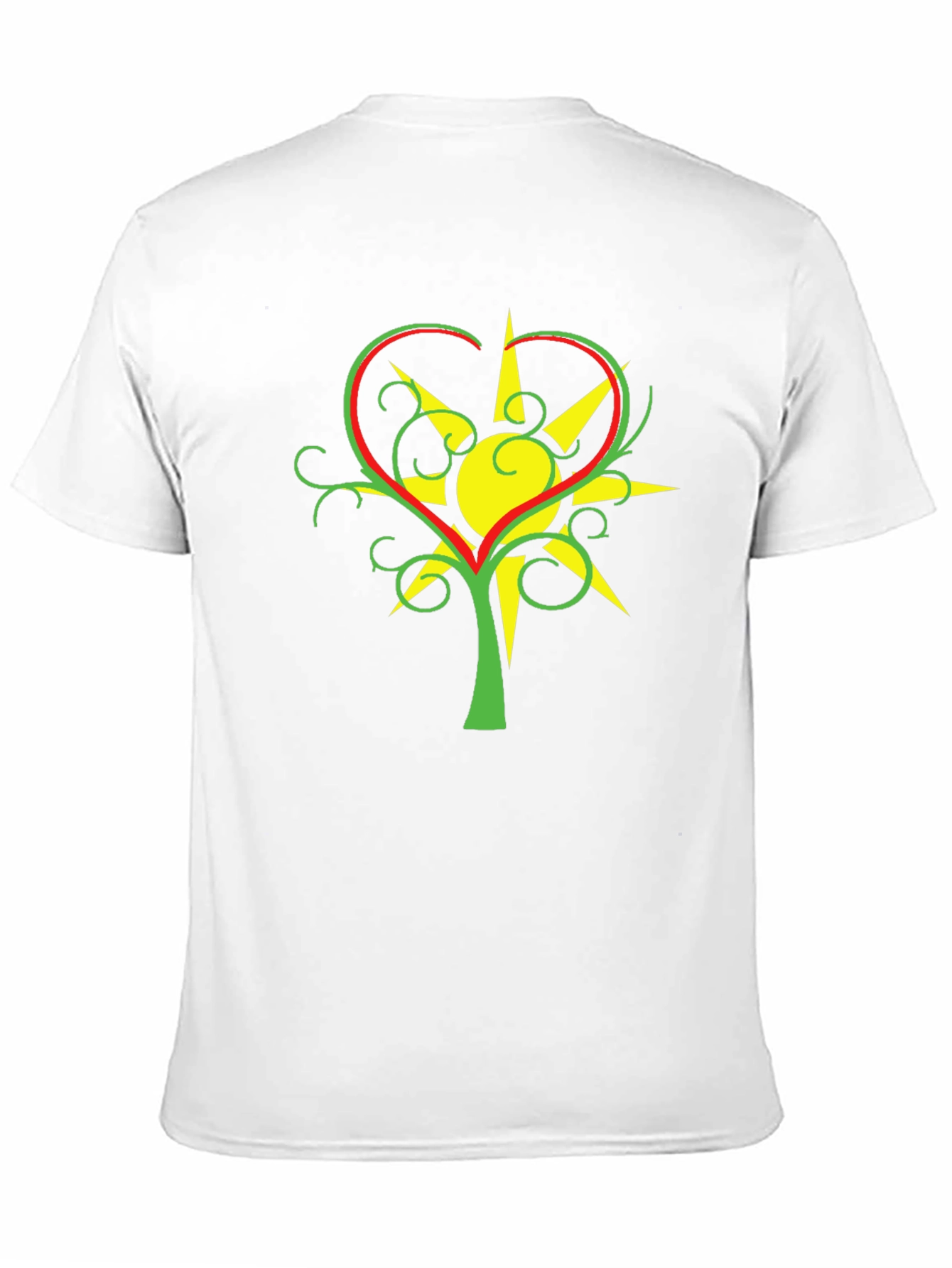 Heart & Sun Tree Black T-Shirt Unique Design