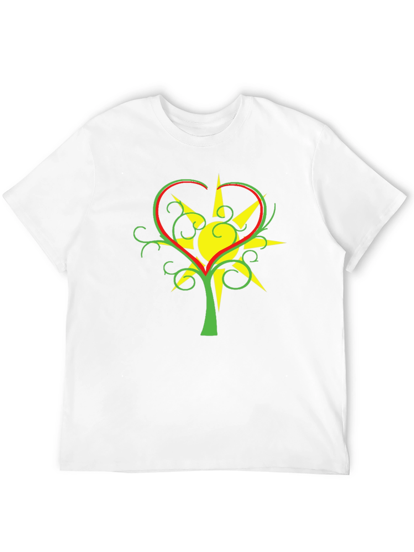 Heart & Sun Tree Black T-Shirt Unique Design