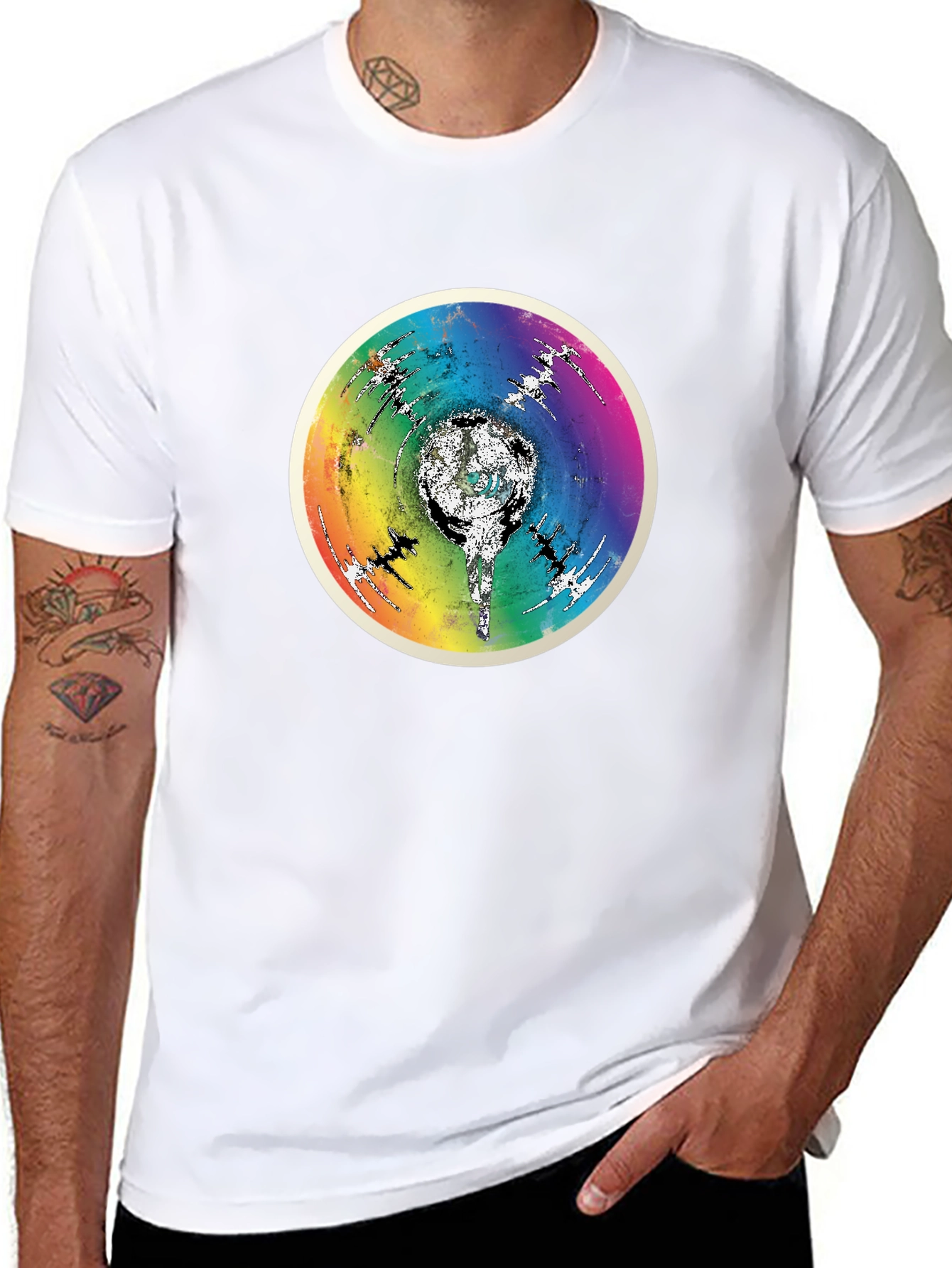 Rainbow Disc Graphic Black T-Shirt