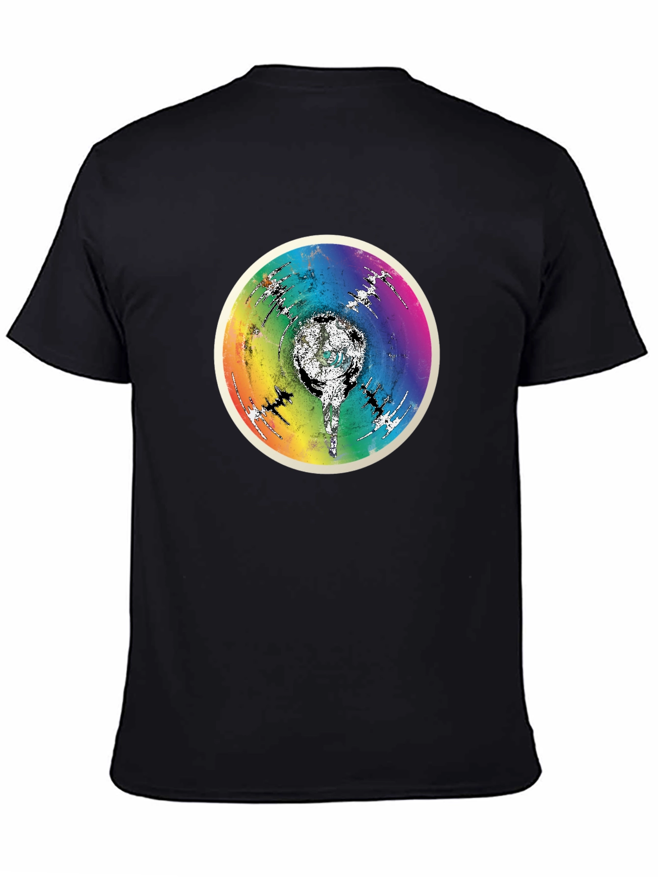 Rainbow Disc Graphic Black T-Shirt