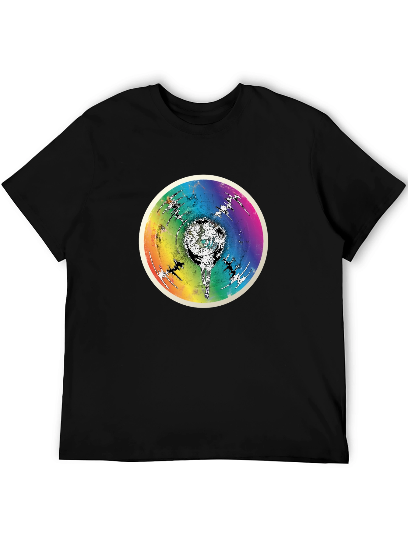 Rainbow Disc Graphic Black T-Shirt