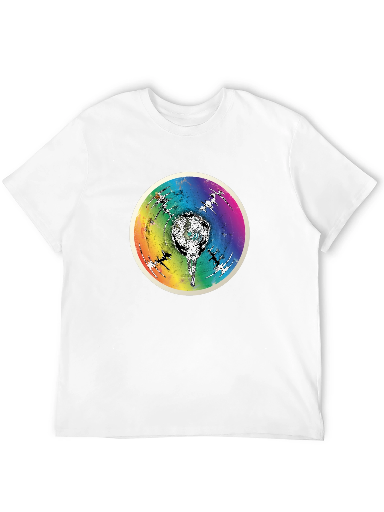 Rainbow Disc Graphic Black T-Shirt