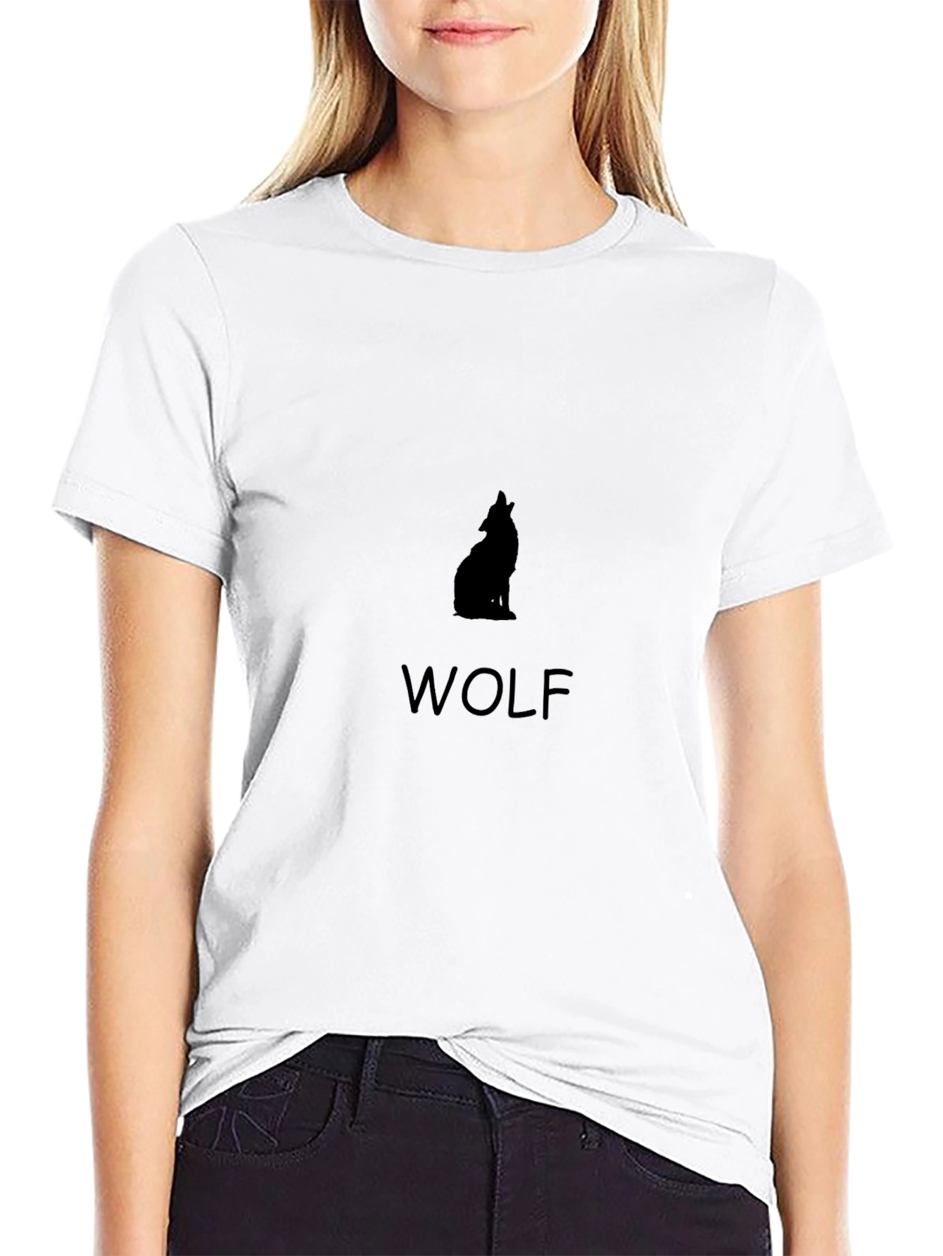 Mens Black Wolf Graphic Tee - Classic Fit