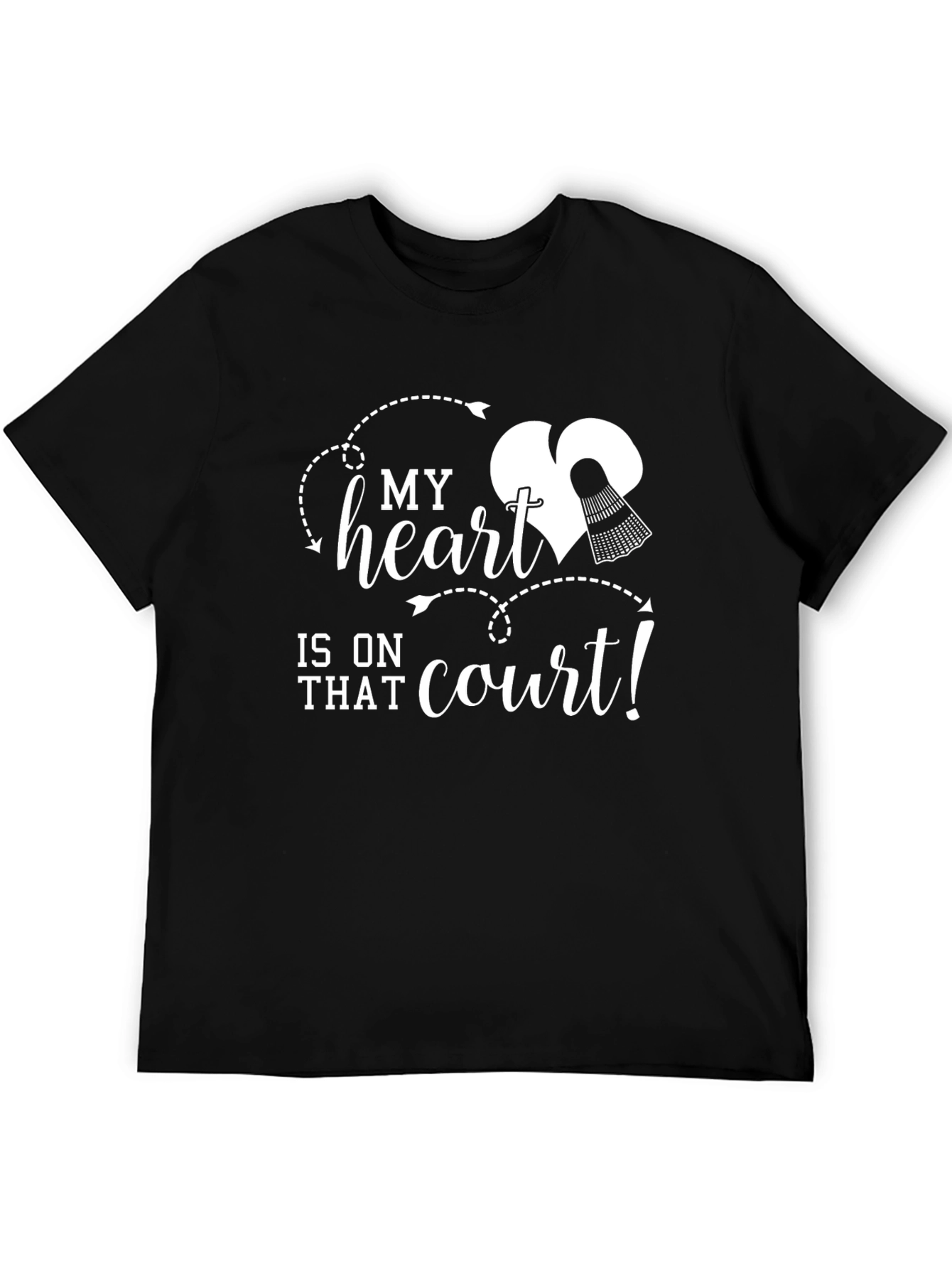 Badminton Lovers Heart on Court Graphic T-Shirt