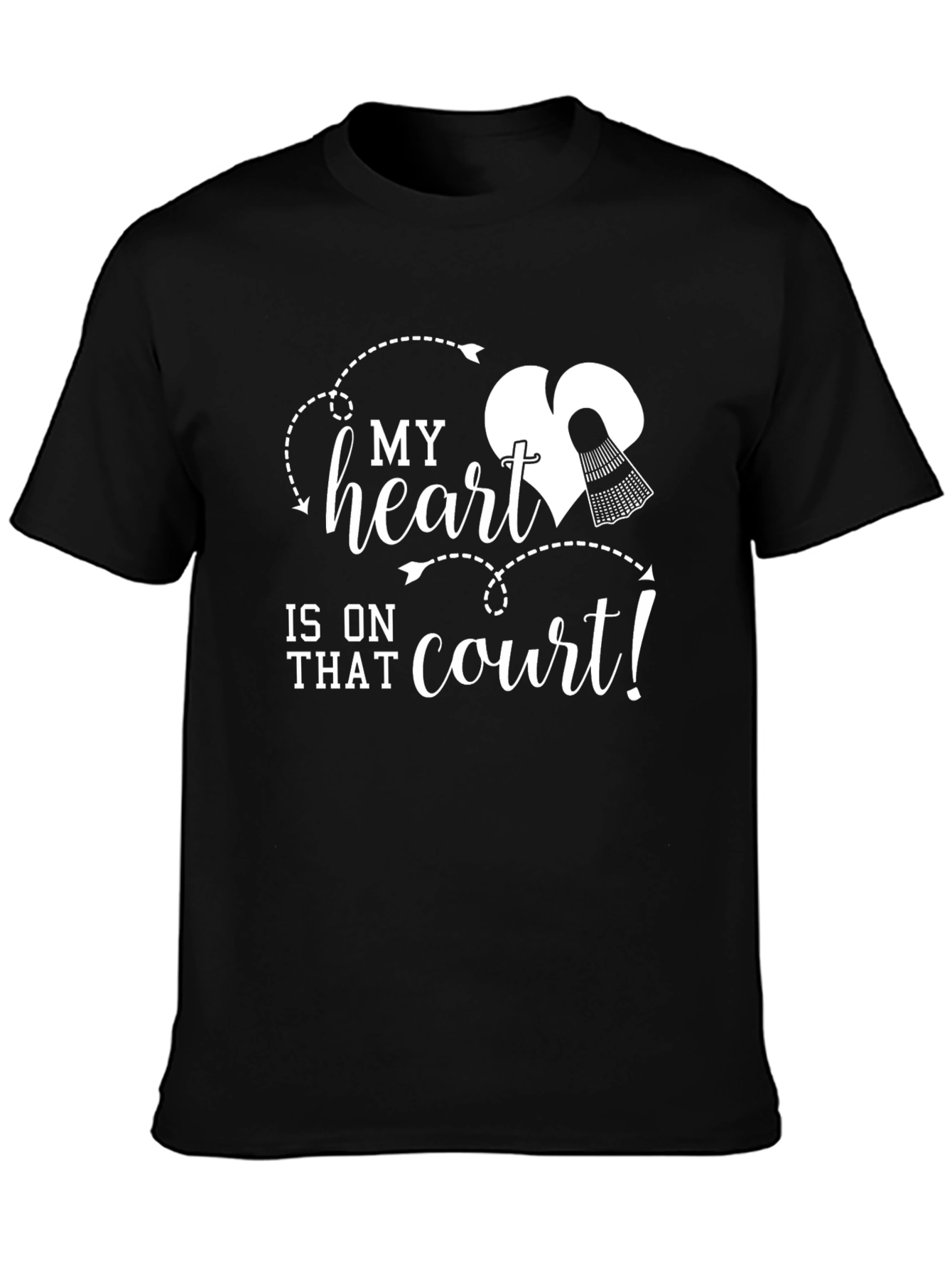Badminton Lovers Heart on Court Graphic T-Shirt