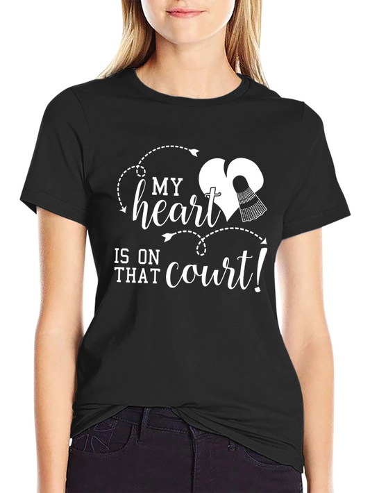 Badminton Lovers Heart on Court Graphic T-Shirt