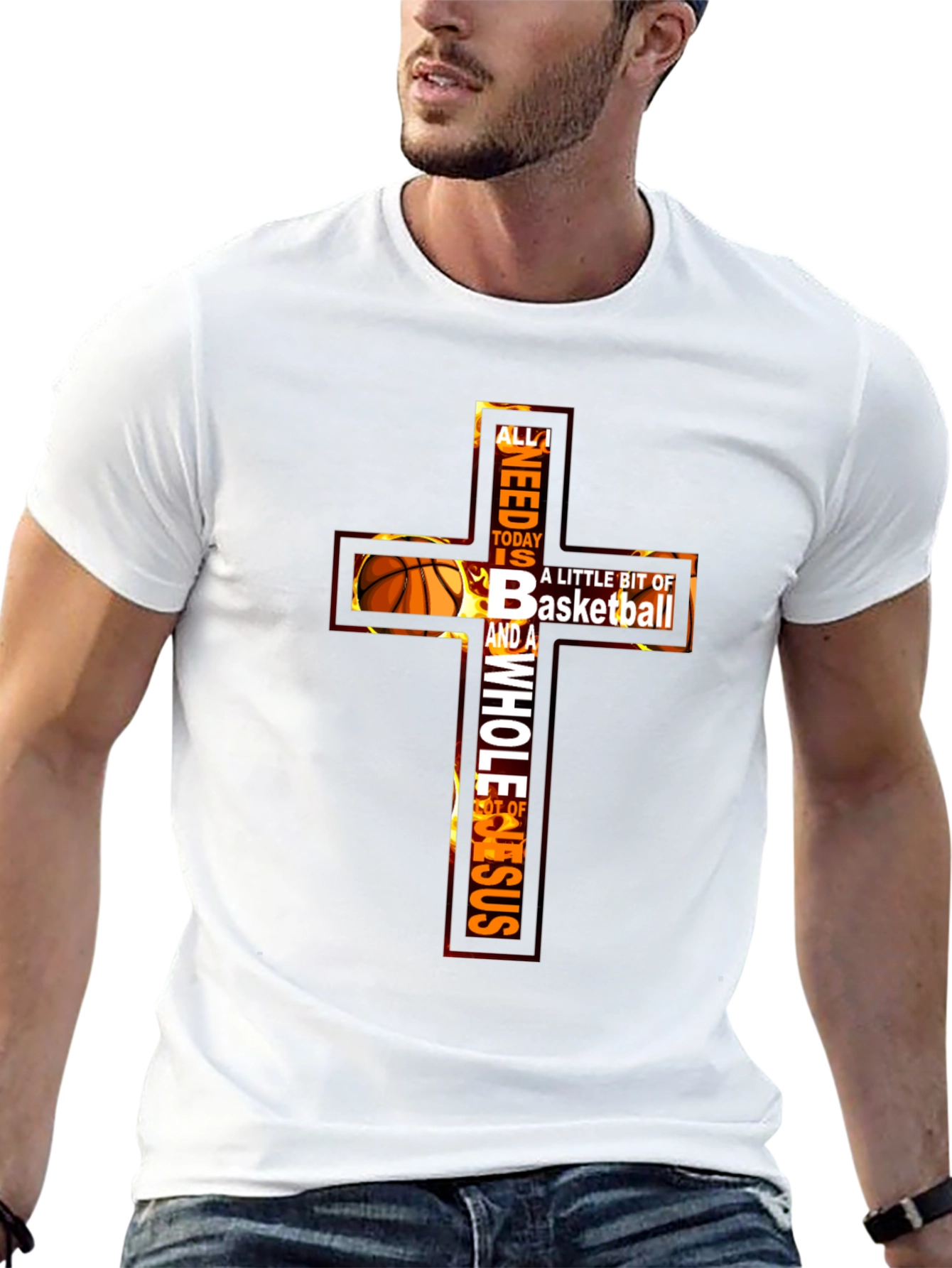Basketball and Jesus Graphic T-Shirt