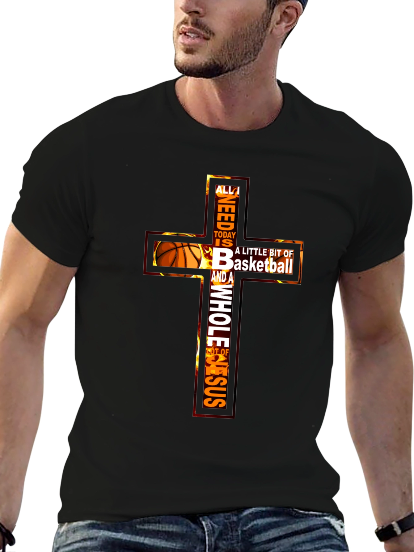 Basketball and Jesus Graphic T-Shirt