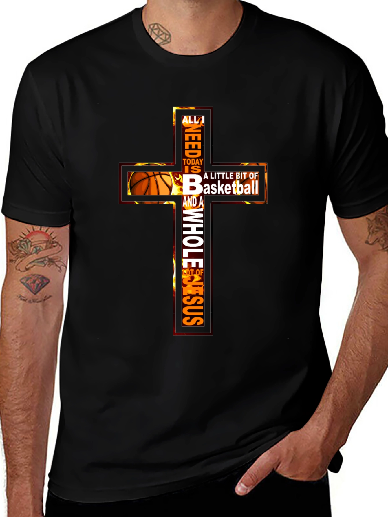 Basketball and Jesus Graphic T-Shirt
