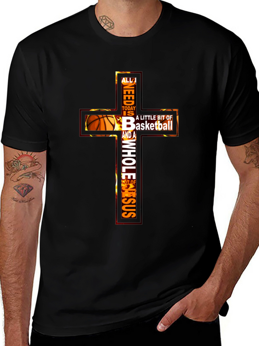 Basketball and Jesus Graphic T-Shirt
