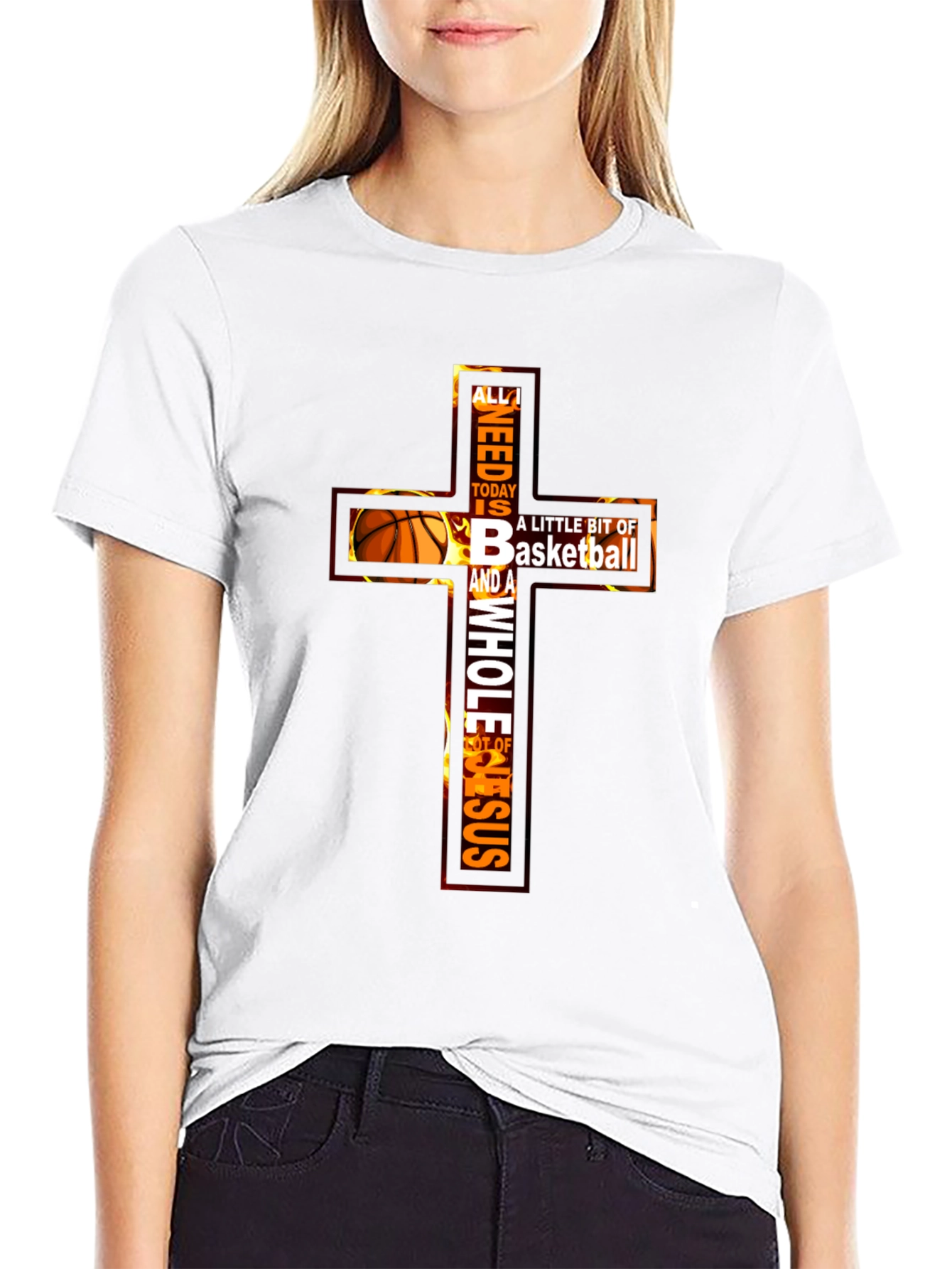 Basketball and Jesus Graphic T-Shirt