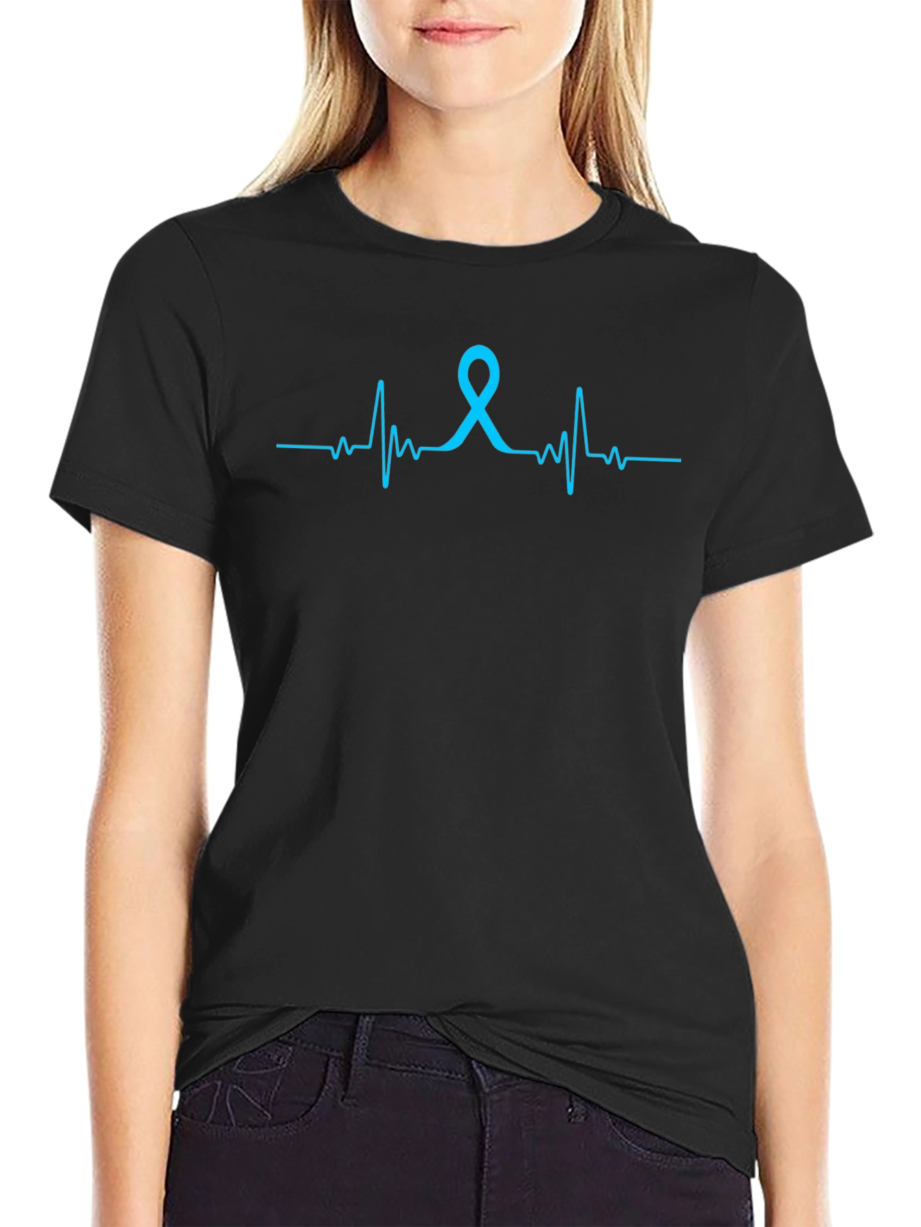 Awareness Ribbon Heartbeat Graphic T-Shirt