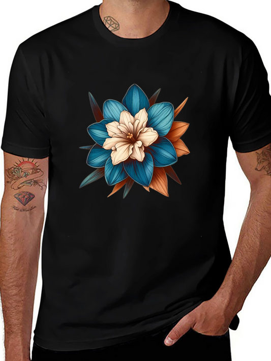 Floral Graphic Tee - Stylish Mens Black T-Shirt