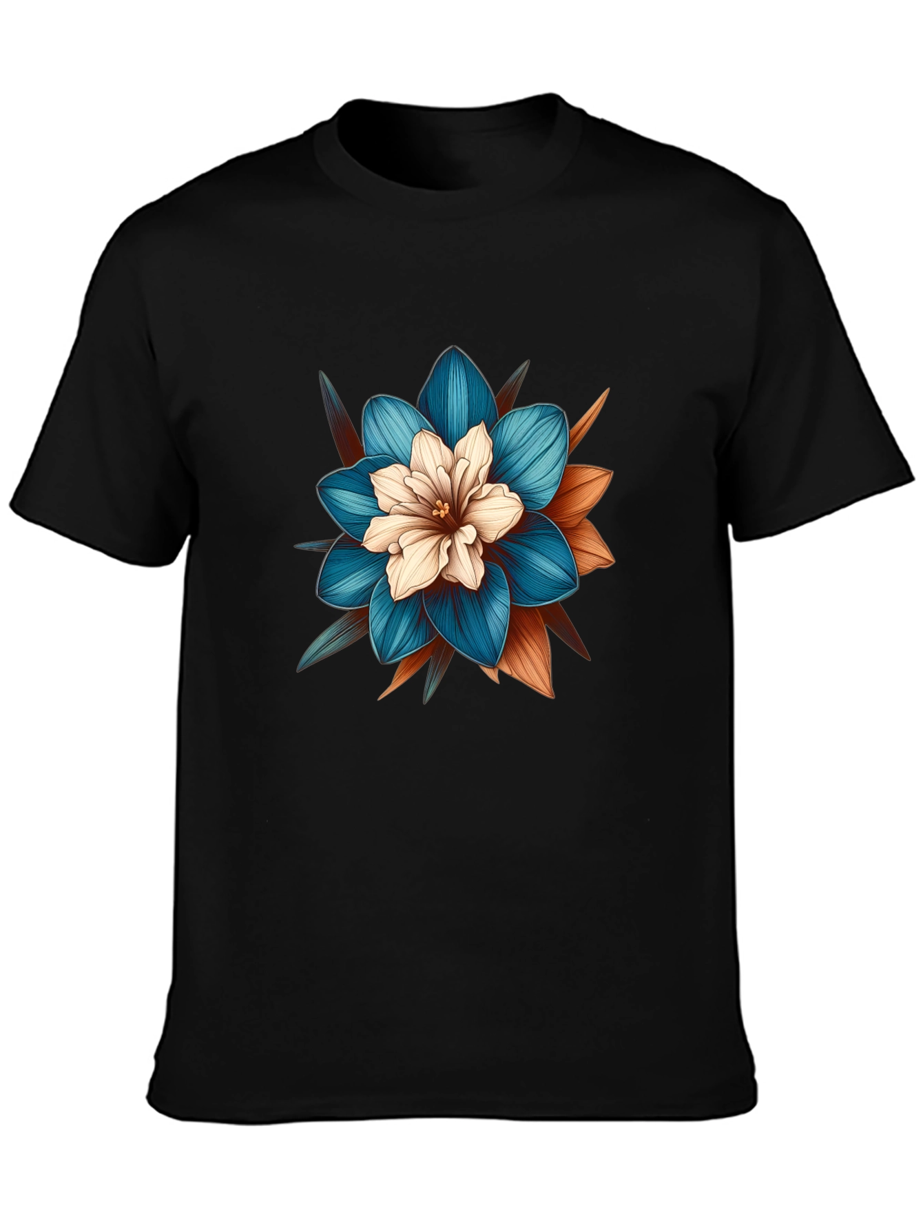 Floral Graphic Tee - Stylish Mens Black T-Shirt