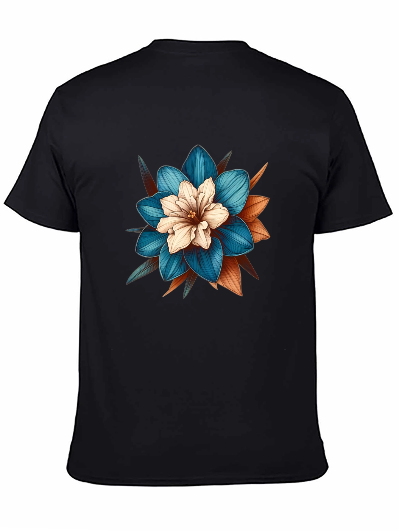 Floral Graphic Tee - Stylish Mens Black T-Shirt