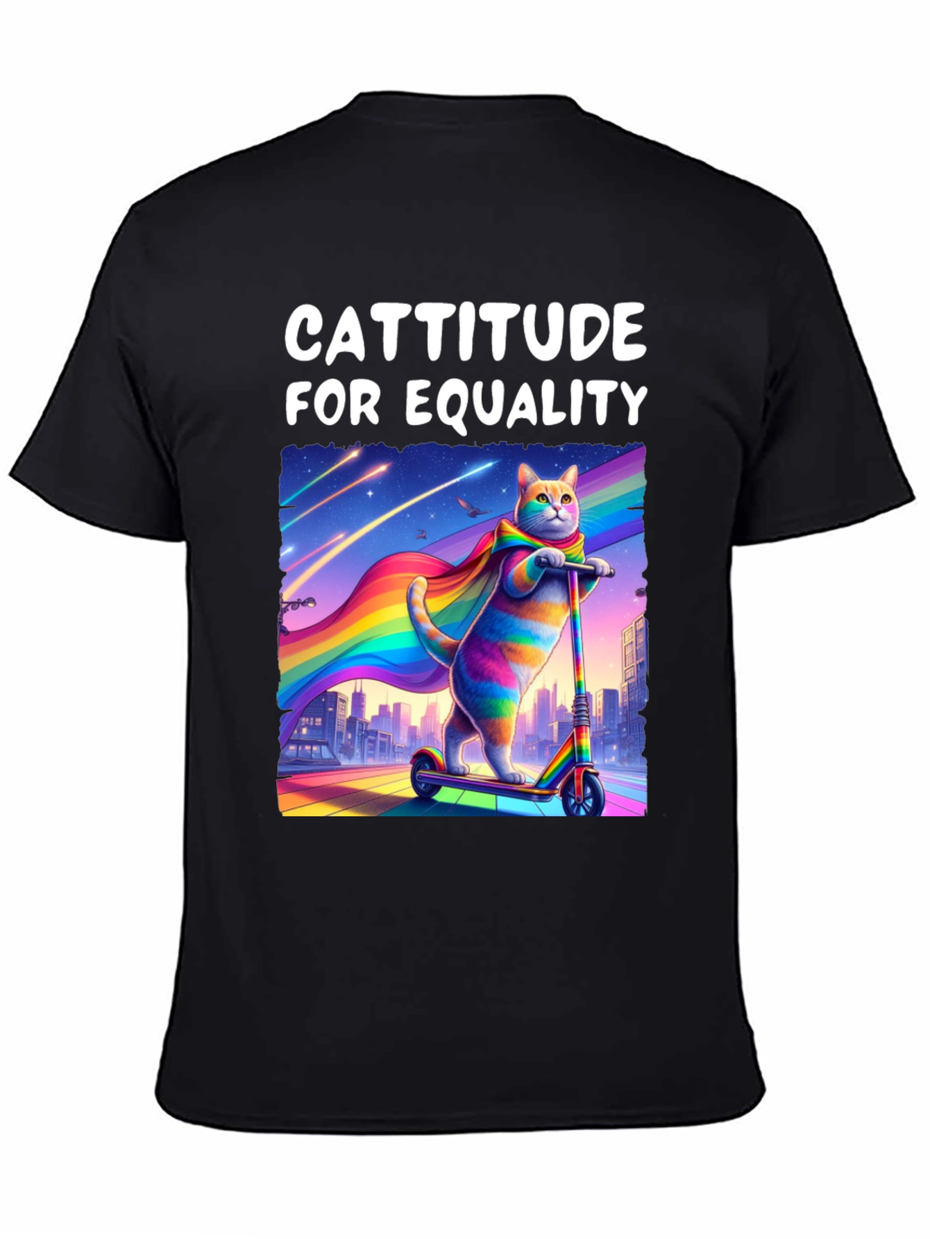 Cattitude For Equality T-Shirt - LGBTQ+ Pride Cat