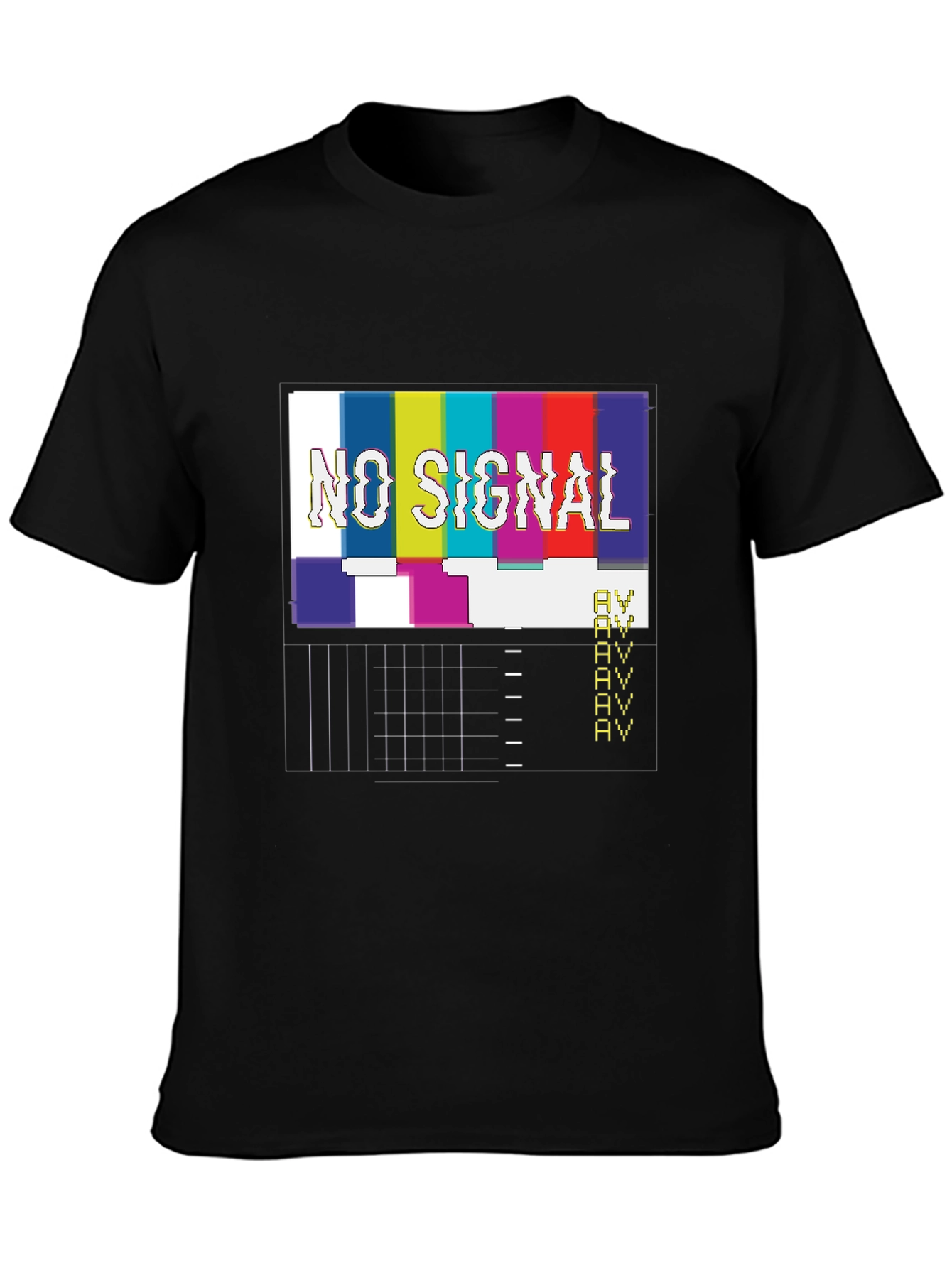 No Signal Glitch T-Shirt - Black Crew Neck Tee