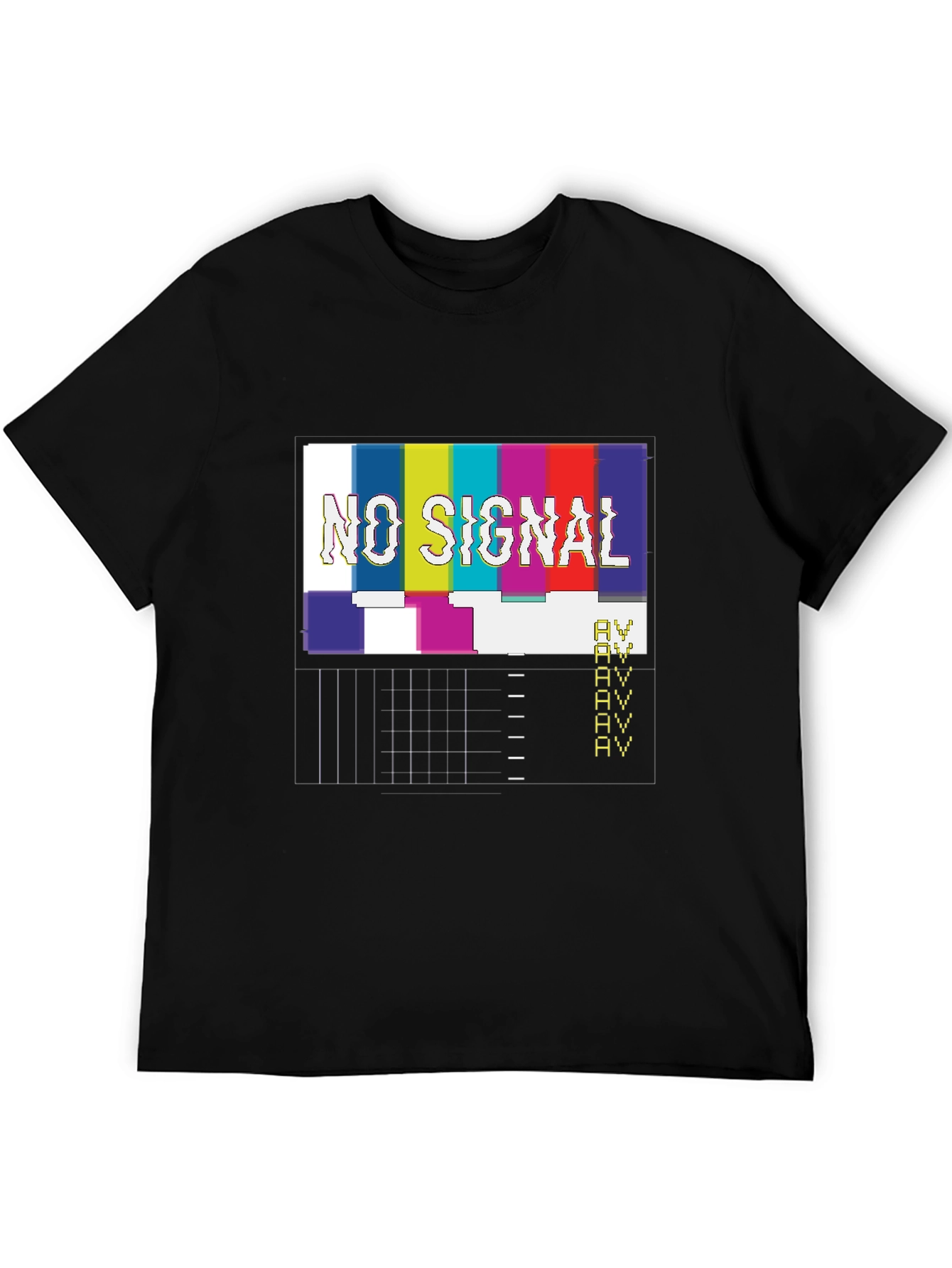 No Signal Glitch T-Shirt - Black Crew Neck Tee