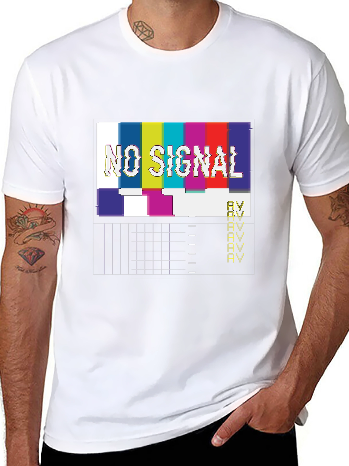 No Signal Glitch T-Shirt - Black Crew Neck Tee