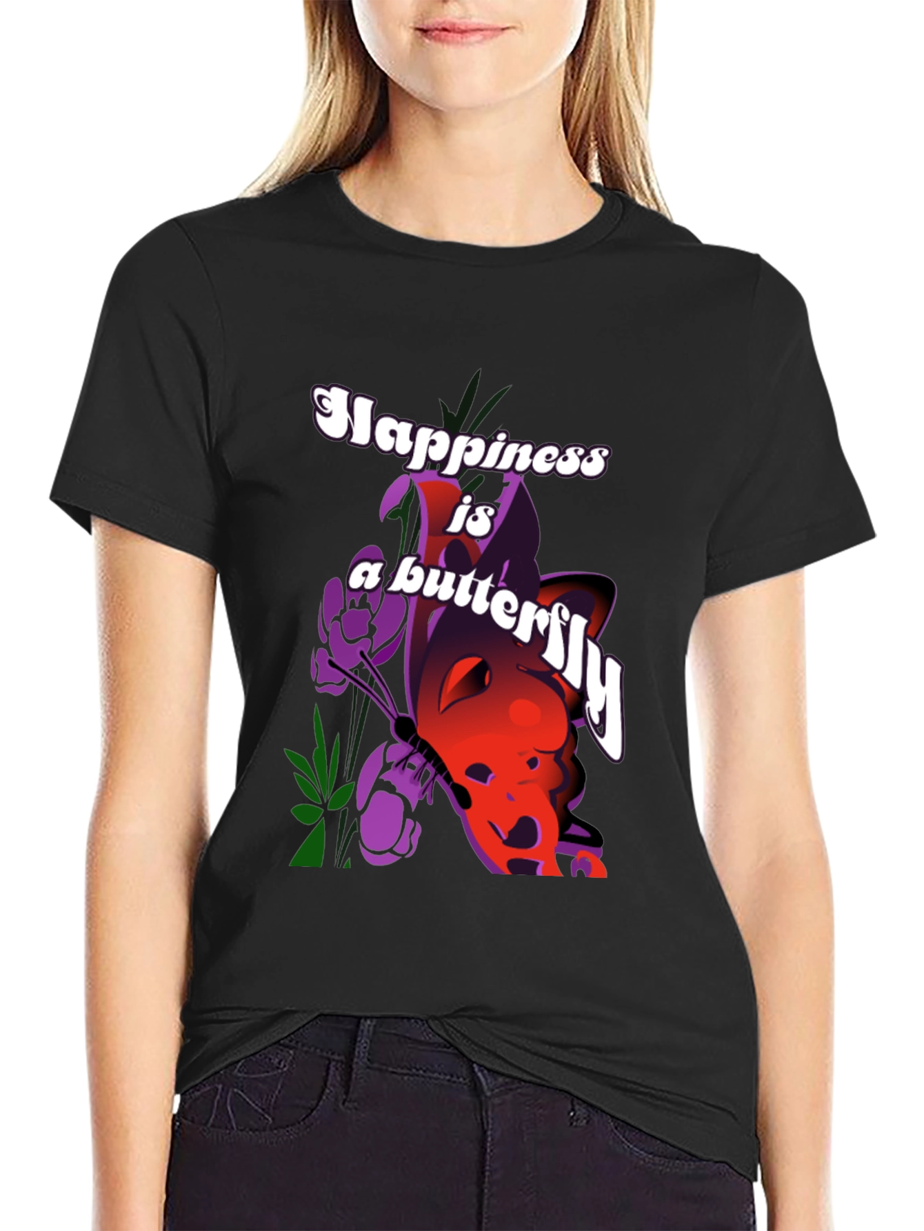 Happiness Butterfly Graphic T-Shirt