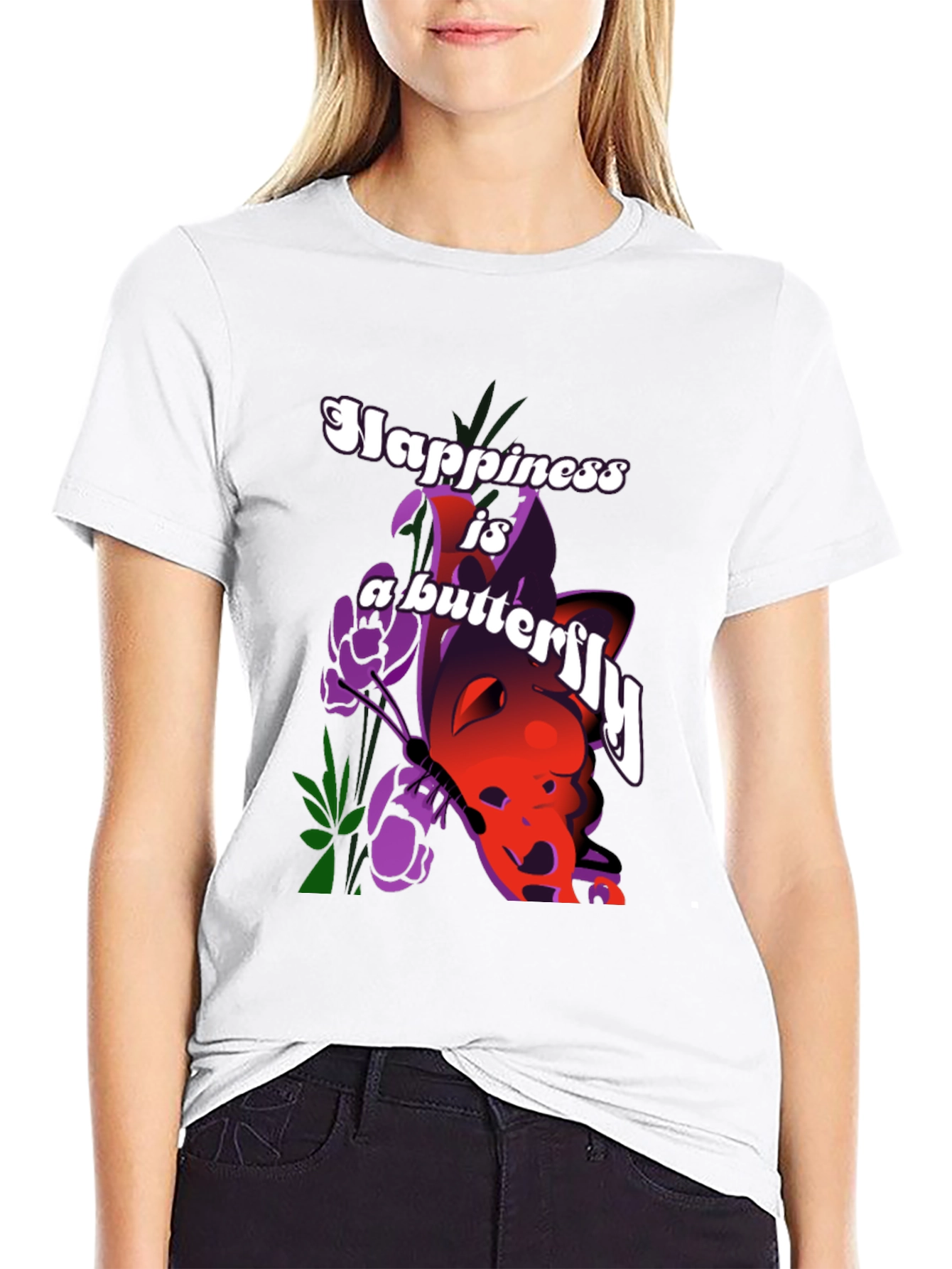 Happiness Butterfly Graphic T-Shirt