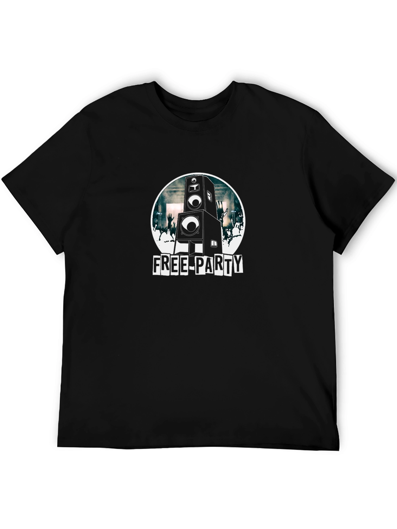 Free Party Black T-Shirt Speaker Graphic