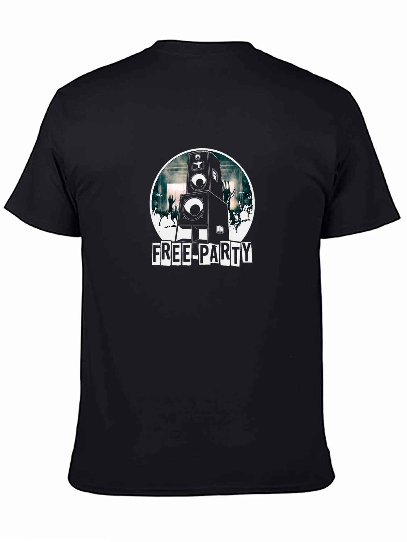 Free Party Black T-Shirt Speaker Graphic