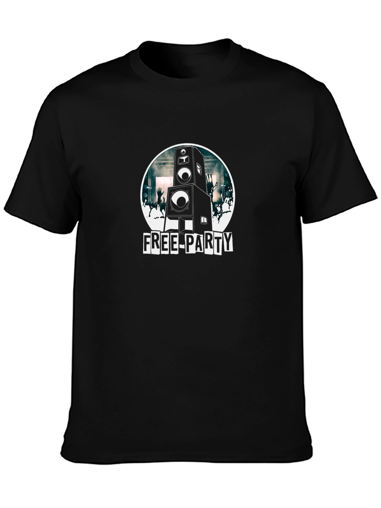 Free Party Black T-Shirt Speaker Graphic